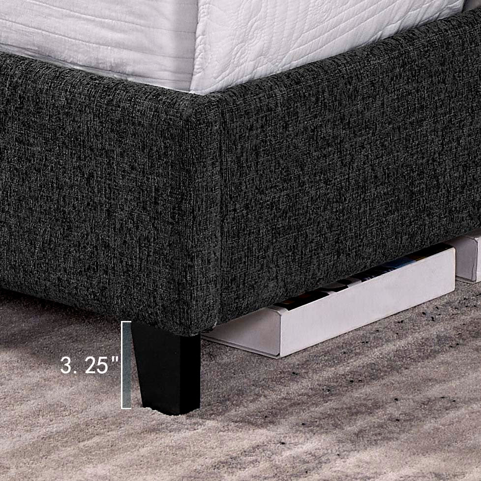 Walker Edison | King Size Charcoal Grey Upholstered Platform Bed - Image 10
