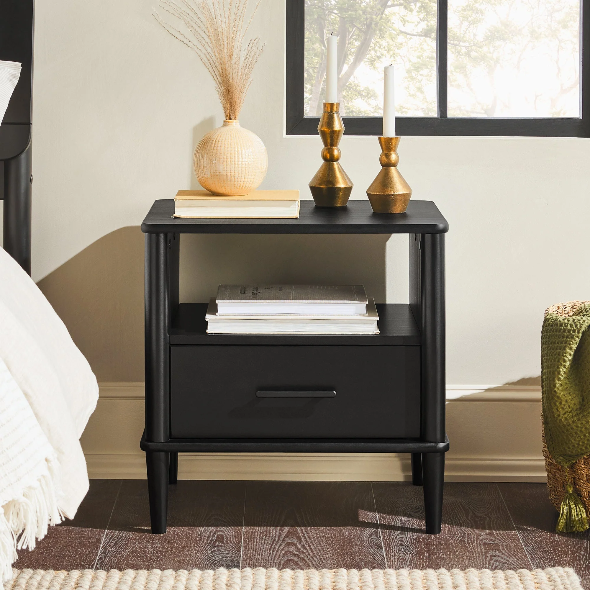 Walker Edison Spindle Transitional 1-Drawer Nightstand - Image 14