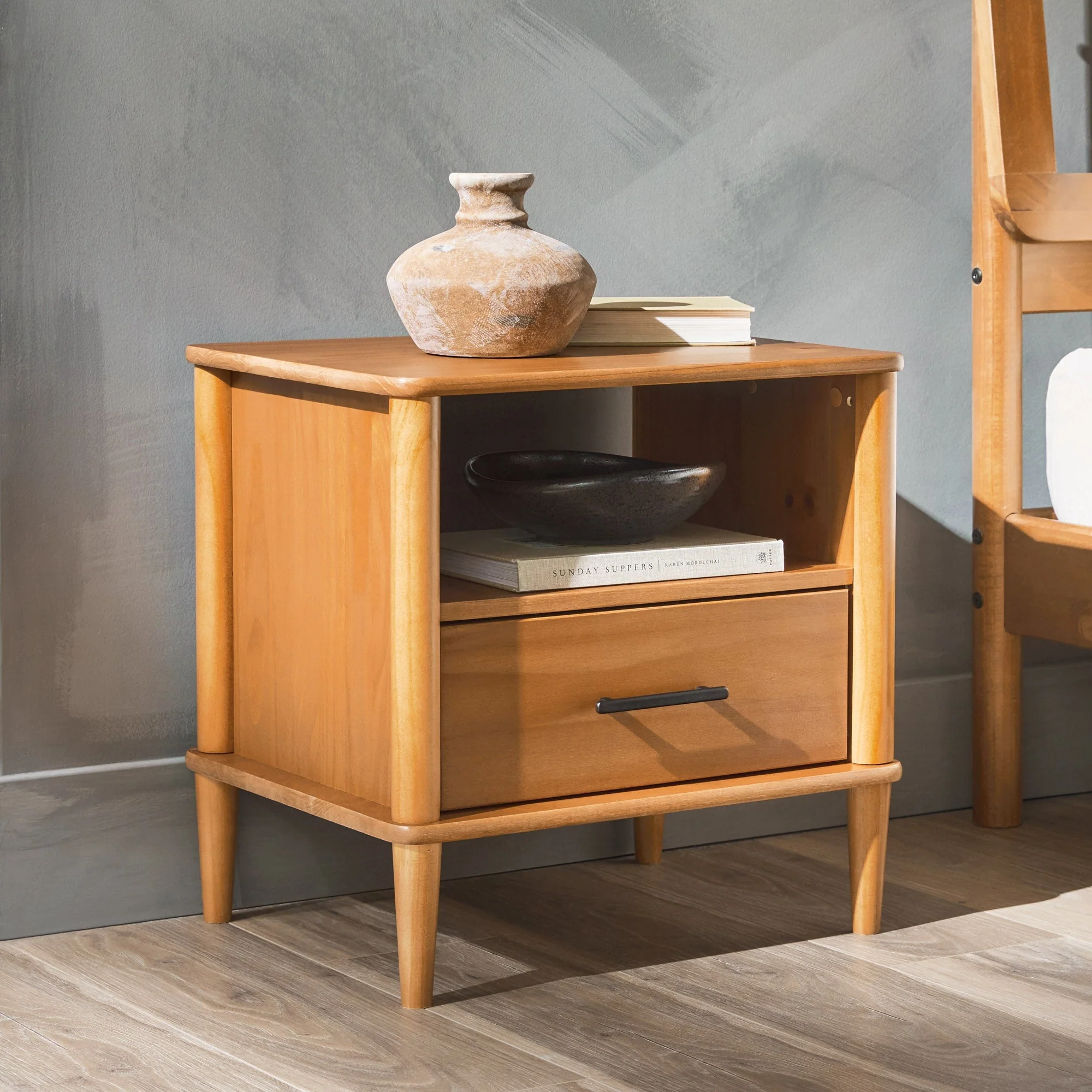 Walker Edison Spindle Transitional 1-Drawer Nightstand - Image 7