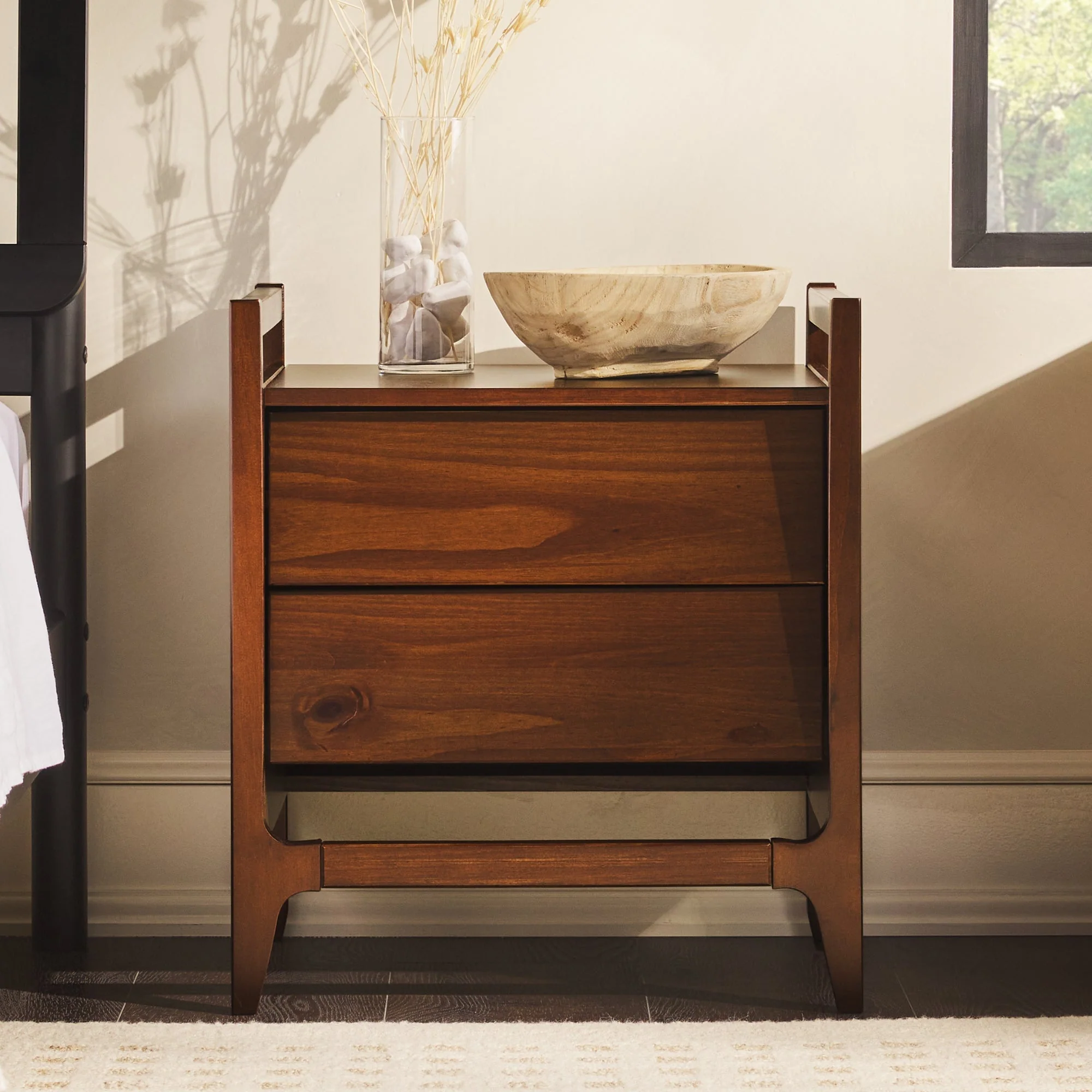 Oswald Mid-Century Modern 2-Drawer Wood Nightstand - Image 11