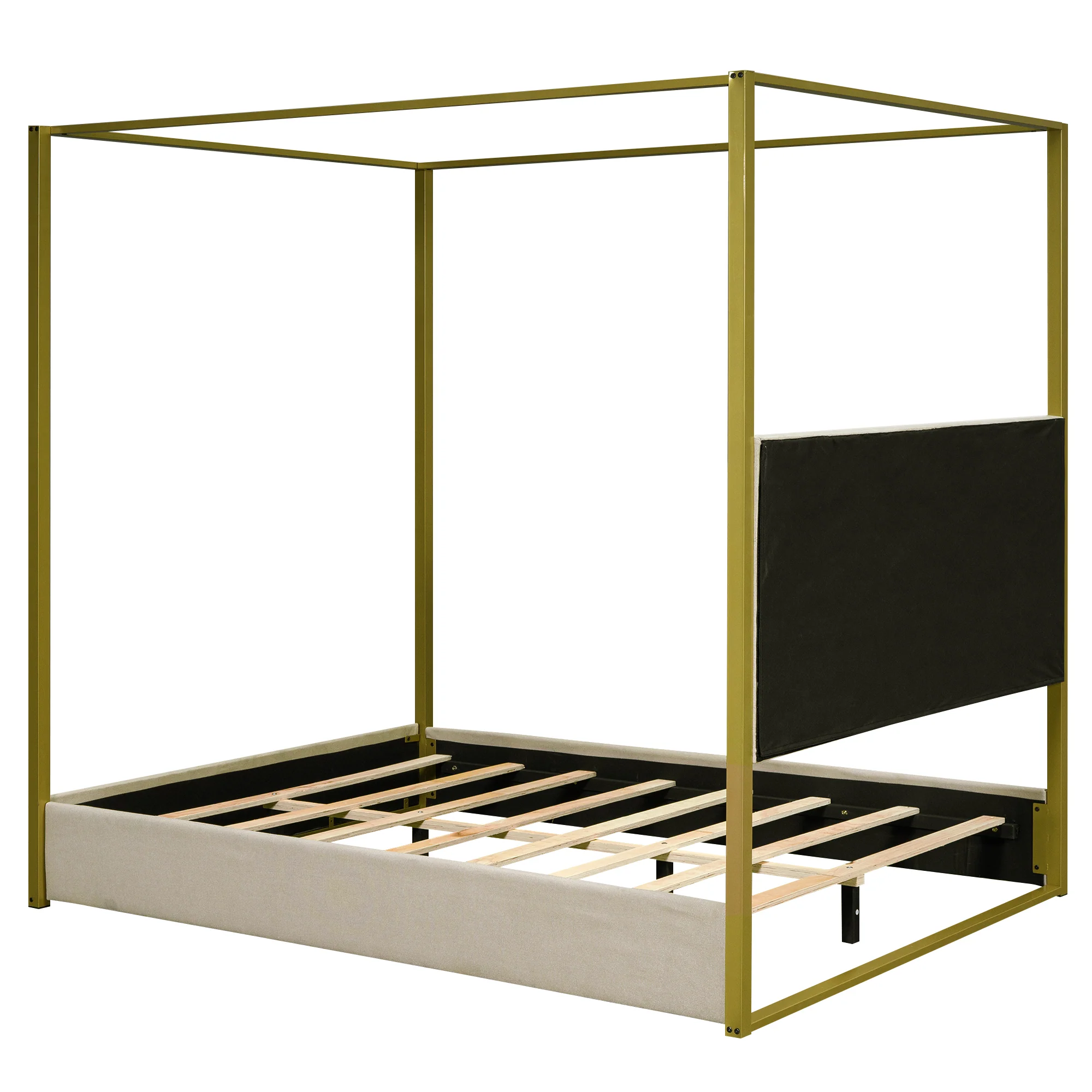 Walker Edison | Queen Size Upholstery Canopy Platform Bed - Image 11