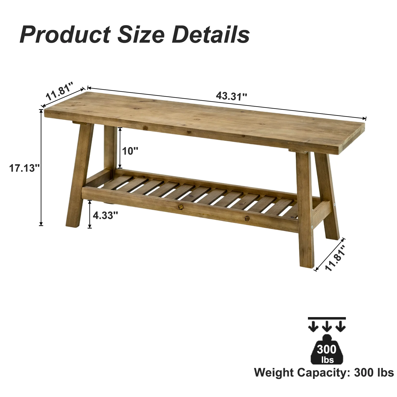 Farmhouse Entryway Wooden Bench with Open Storage Shelf - Image 6