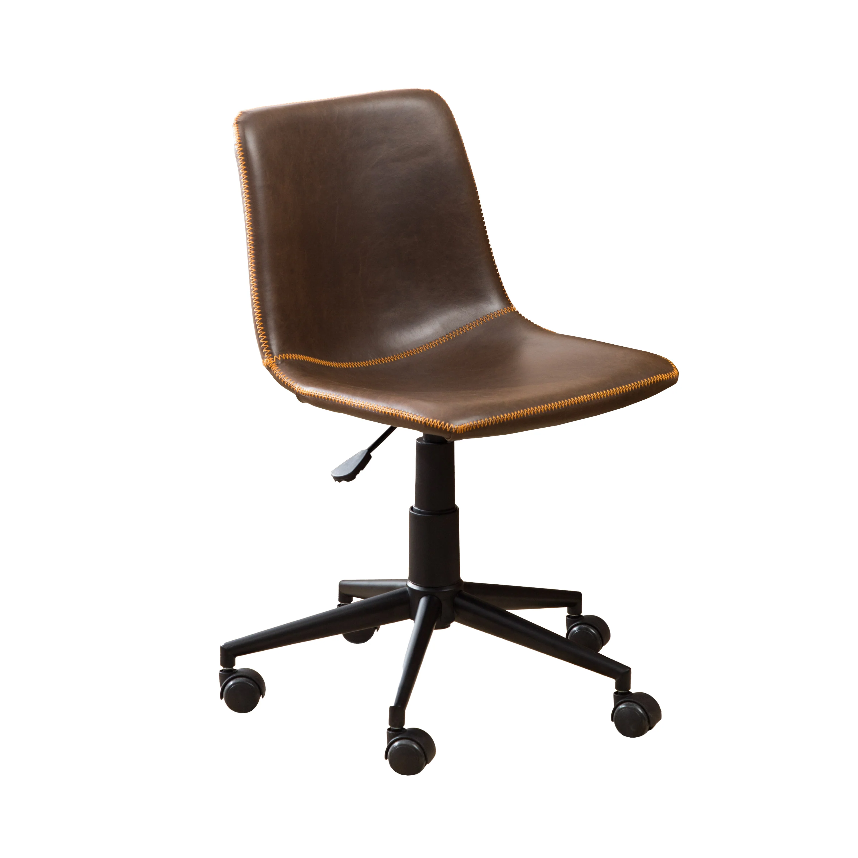 Walker Edison | Cesena Faux Leather 360 Swivel Air Lift Office Chair, Antique Brown - Image 10