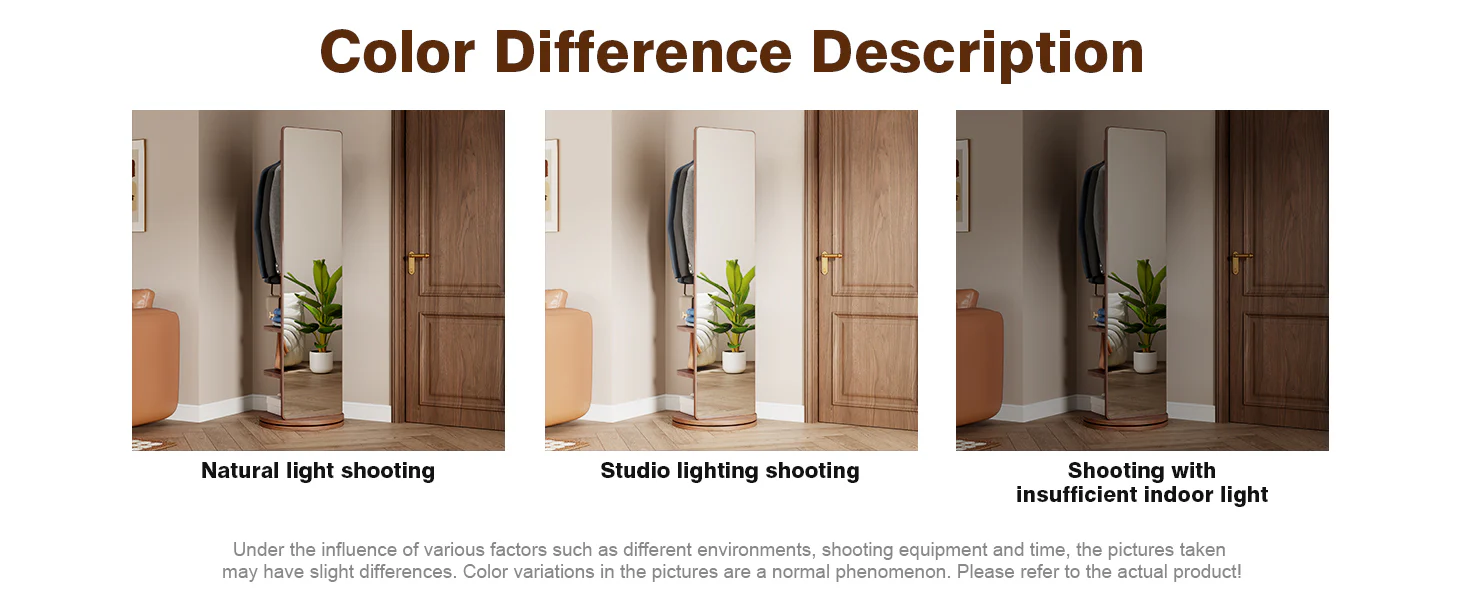 Walker Edison | 360° Rotating 66'x14' Multifunctional Full Length Mirror with Storage - Image 14