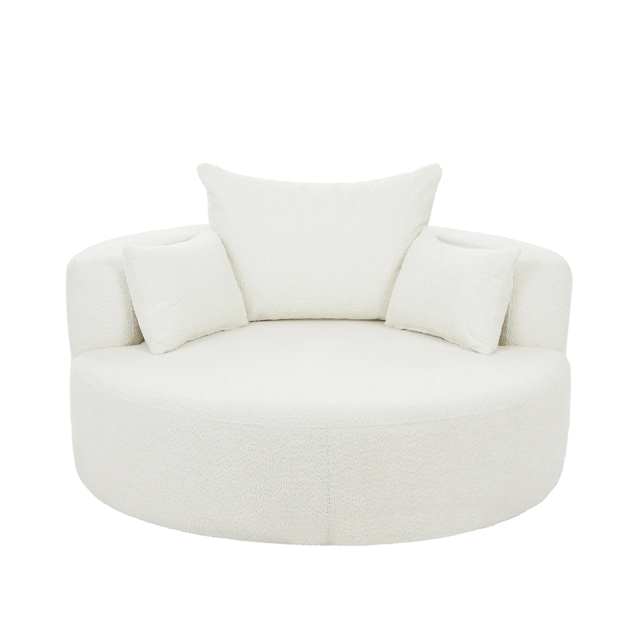 Walker Edison | 360° Swivel Accent Round Sofa Chair with Pillows - Image 10