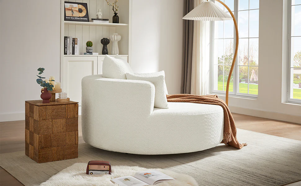 Walker Edison | 360° Swivel Accent Round Sofa Chair with Pillows - Image 24