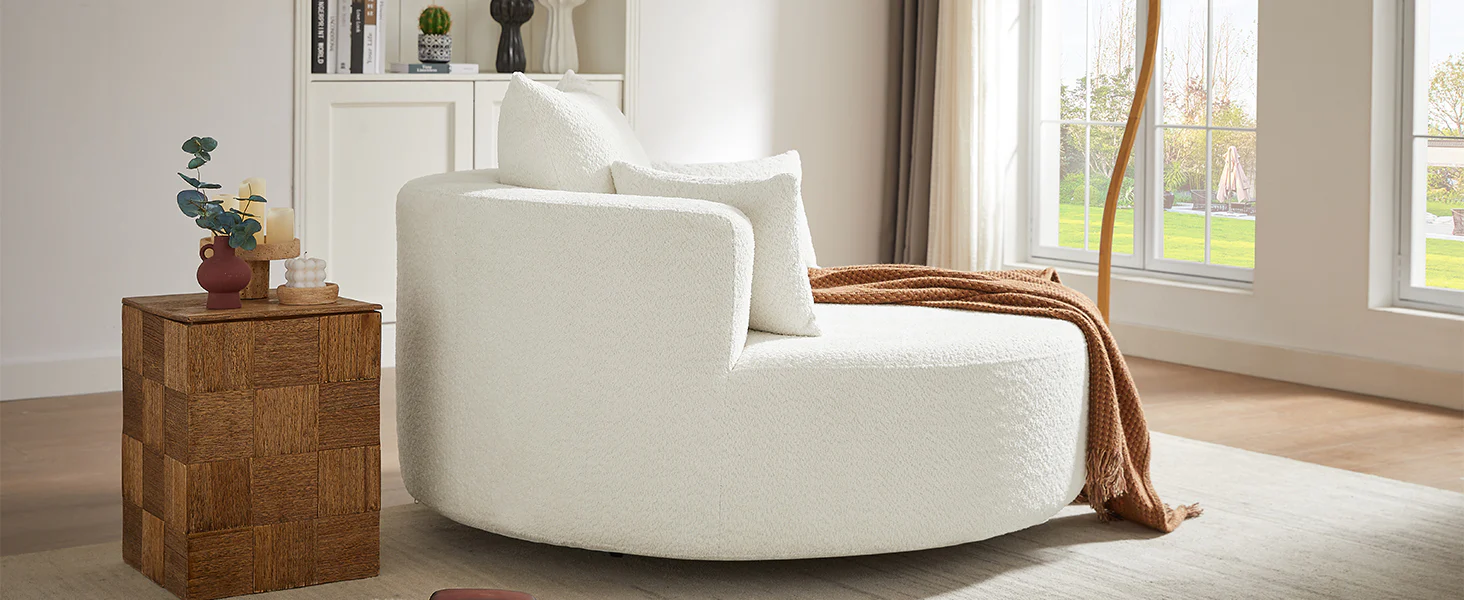 Walker Edison | 360° Swivel Accent Round Sofa Chair with Pillows - Image 25