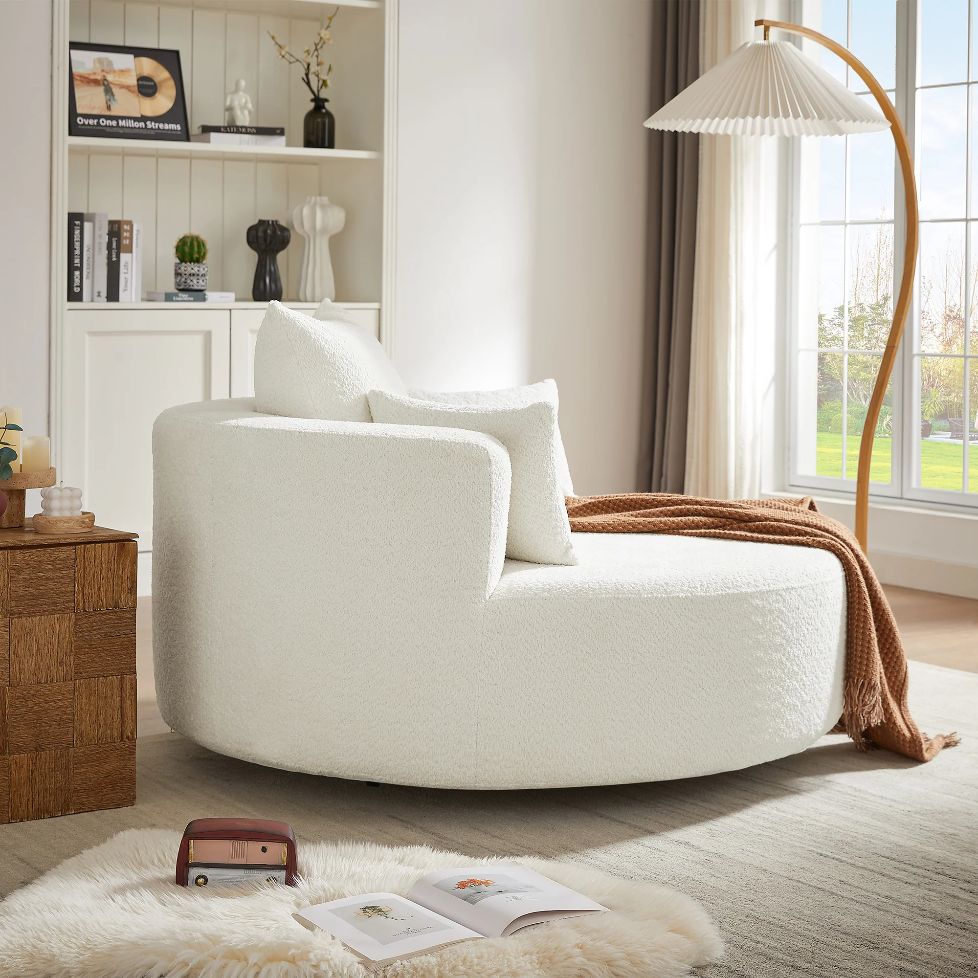 Walker Edison | 360° Swivel Accent Round Sofa Chair with Pillows - Image 9