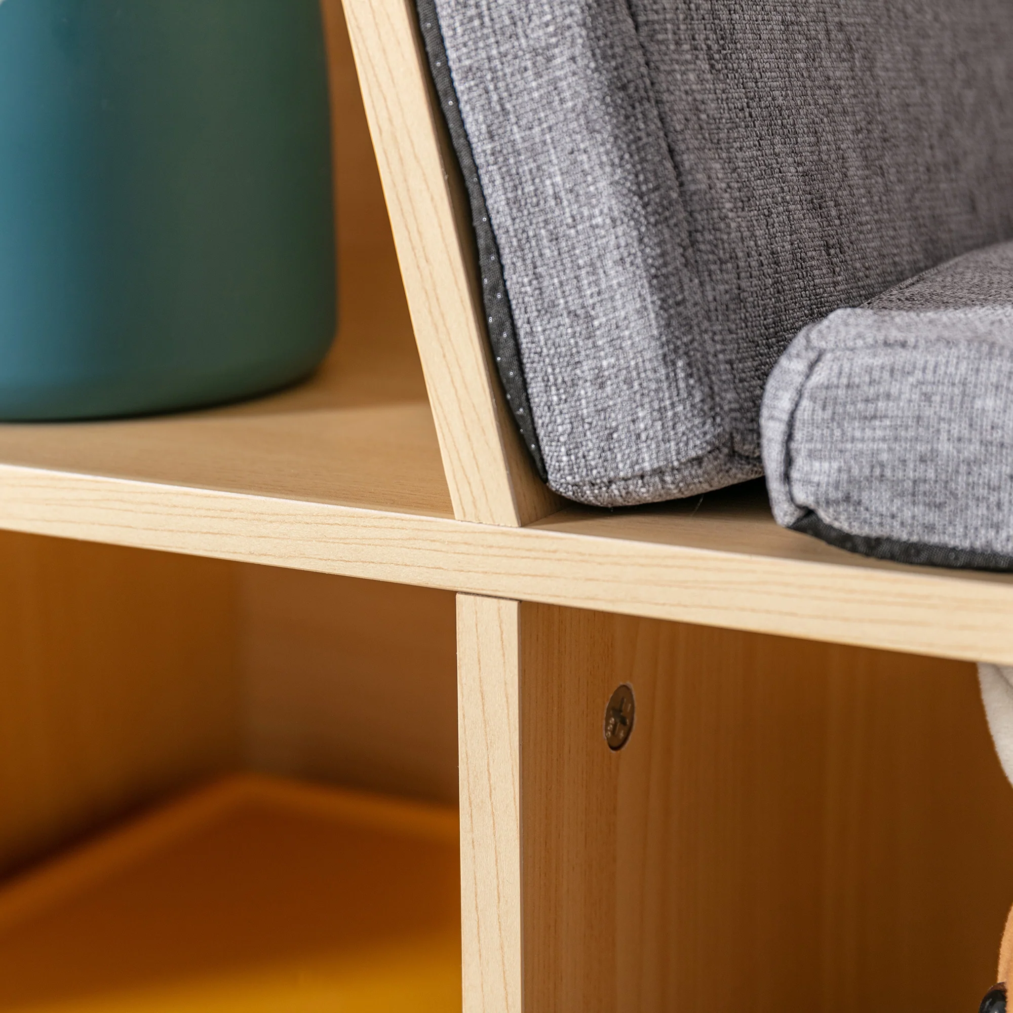 Walker Edison | Modern 6 Cubby Natural Wood Reading Nook Bench - Image 5