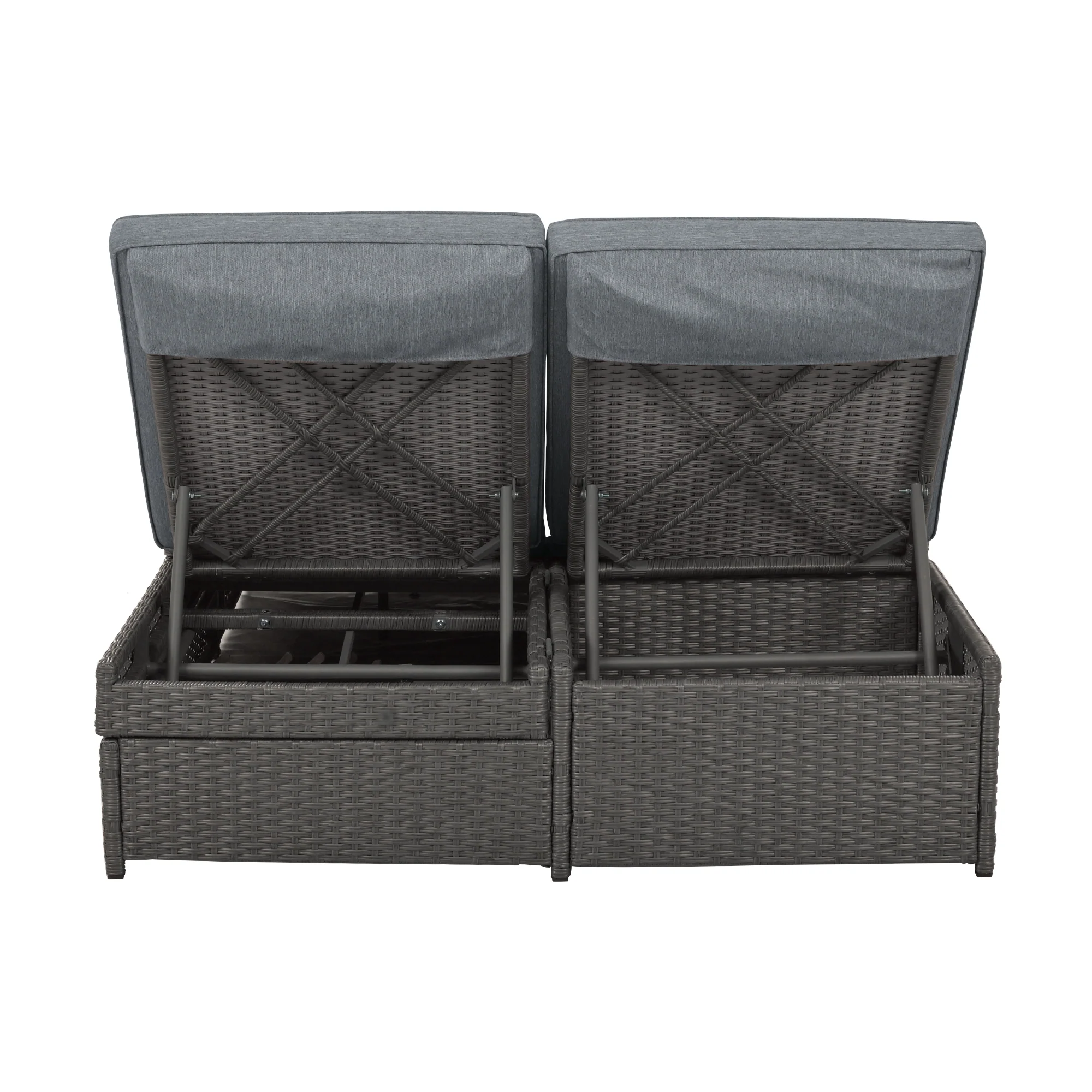 Walker Edison | Wicker Outdoor Double Sunbed Set - Image 16