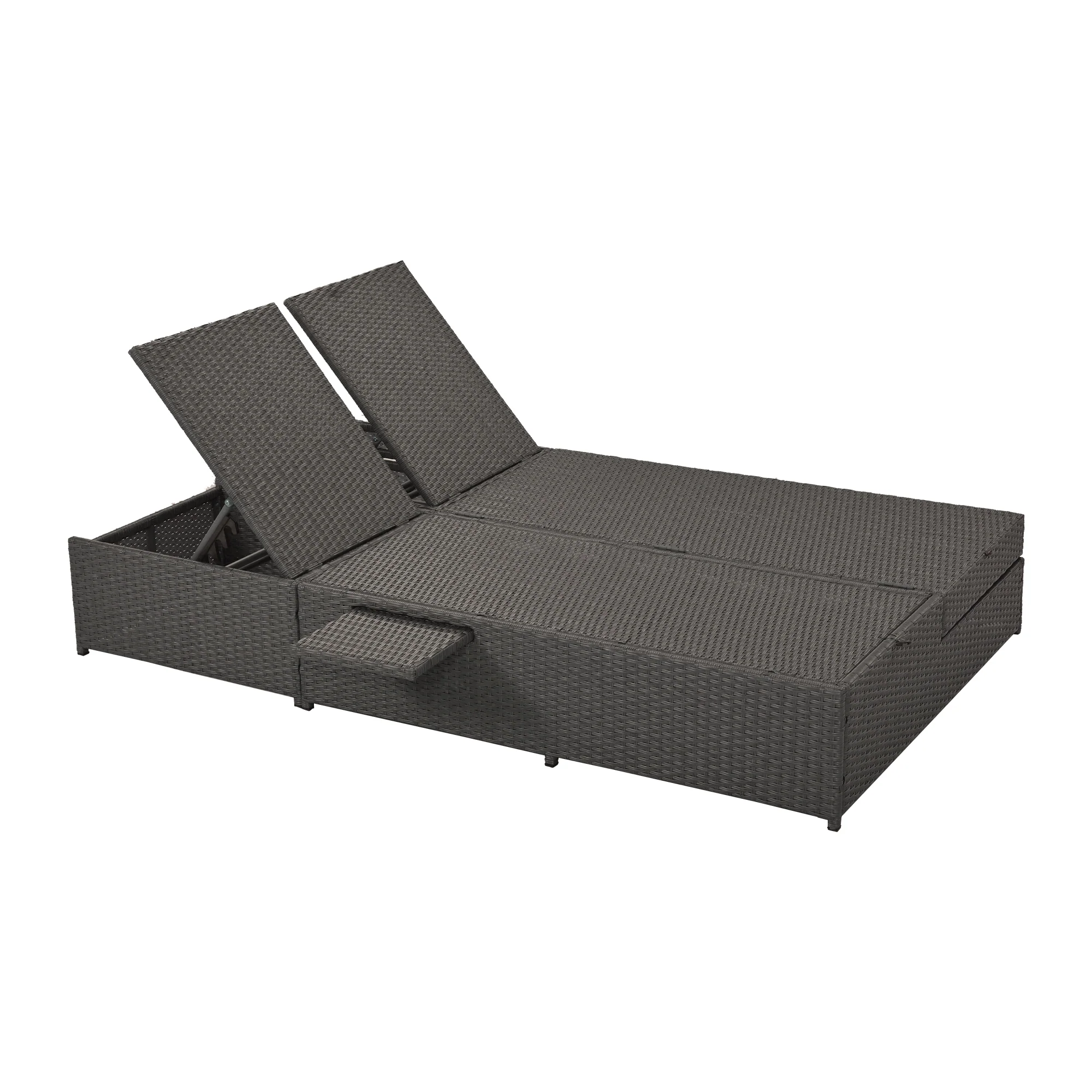 Walker Edison | Wicker Outdoor Double Sunbed Set - Image 24