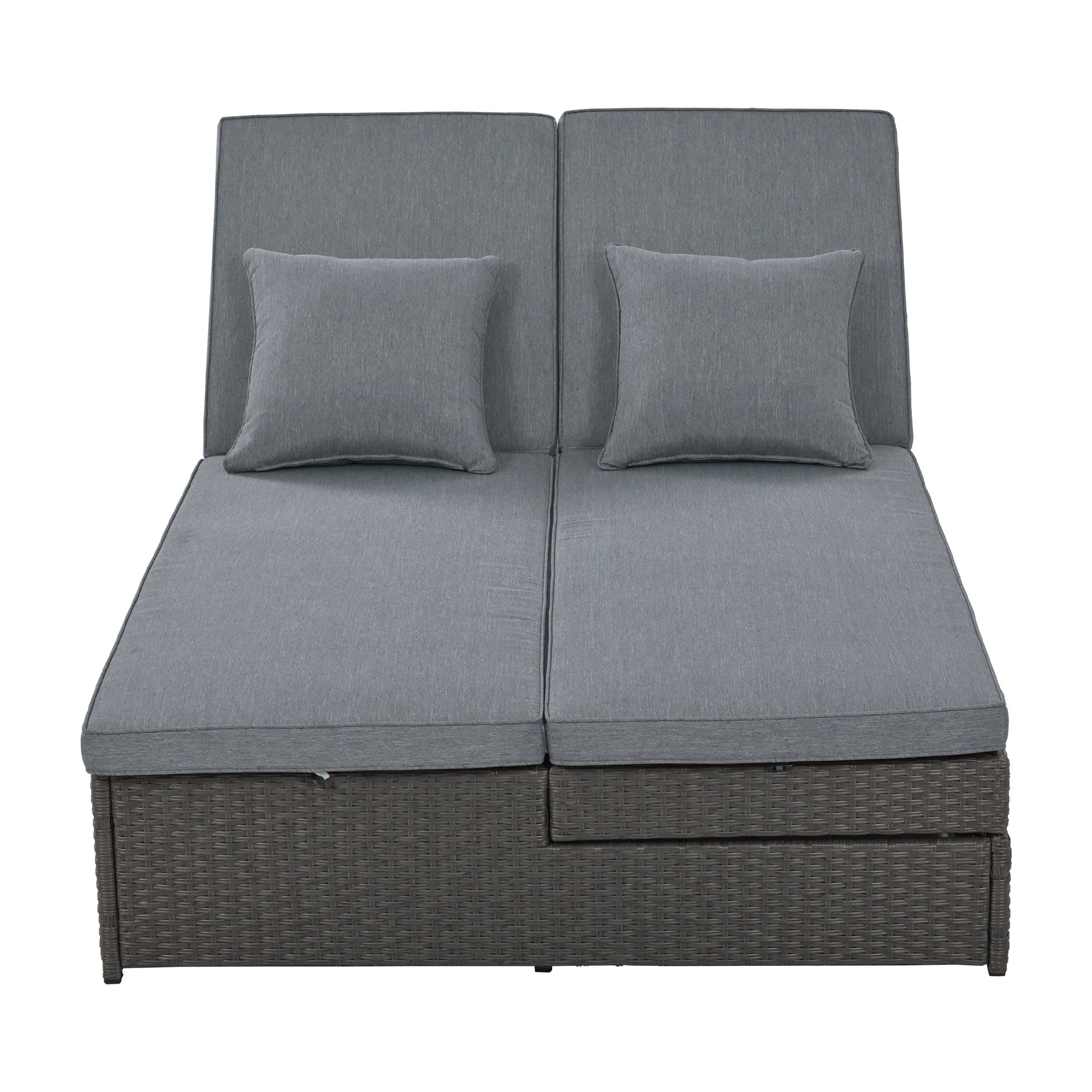 Walker Edison | Wicker Outdoor Double Sunbed Set - Image 8