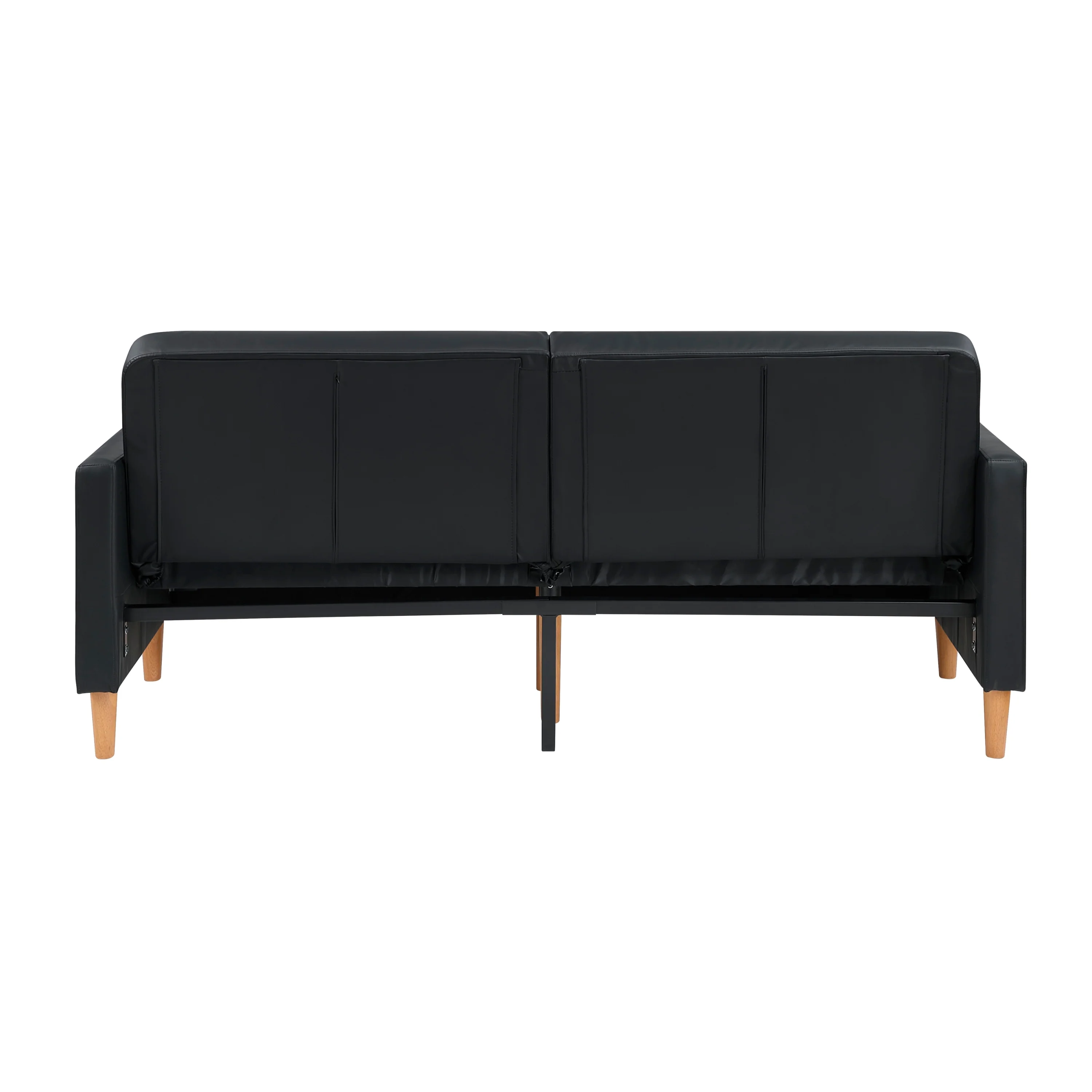 Walker Edison | Black Faux Leather Comfort Sleeper Sofa - Image 10