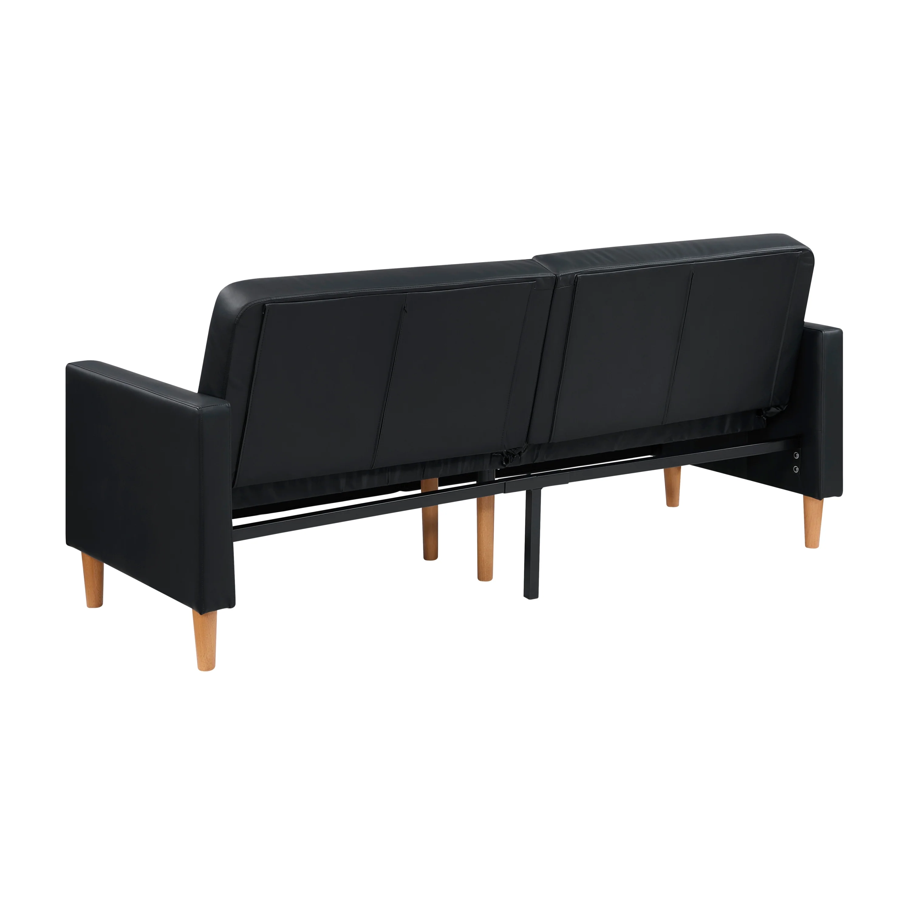 Walker Edison | Black Faux Leather Comfort Sleeper Sofa - Image 11