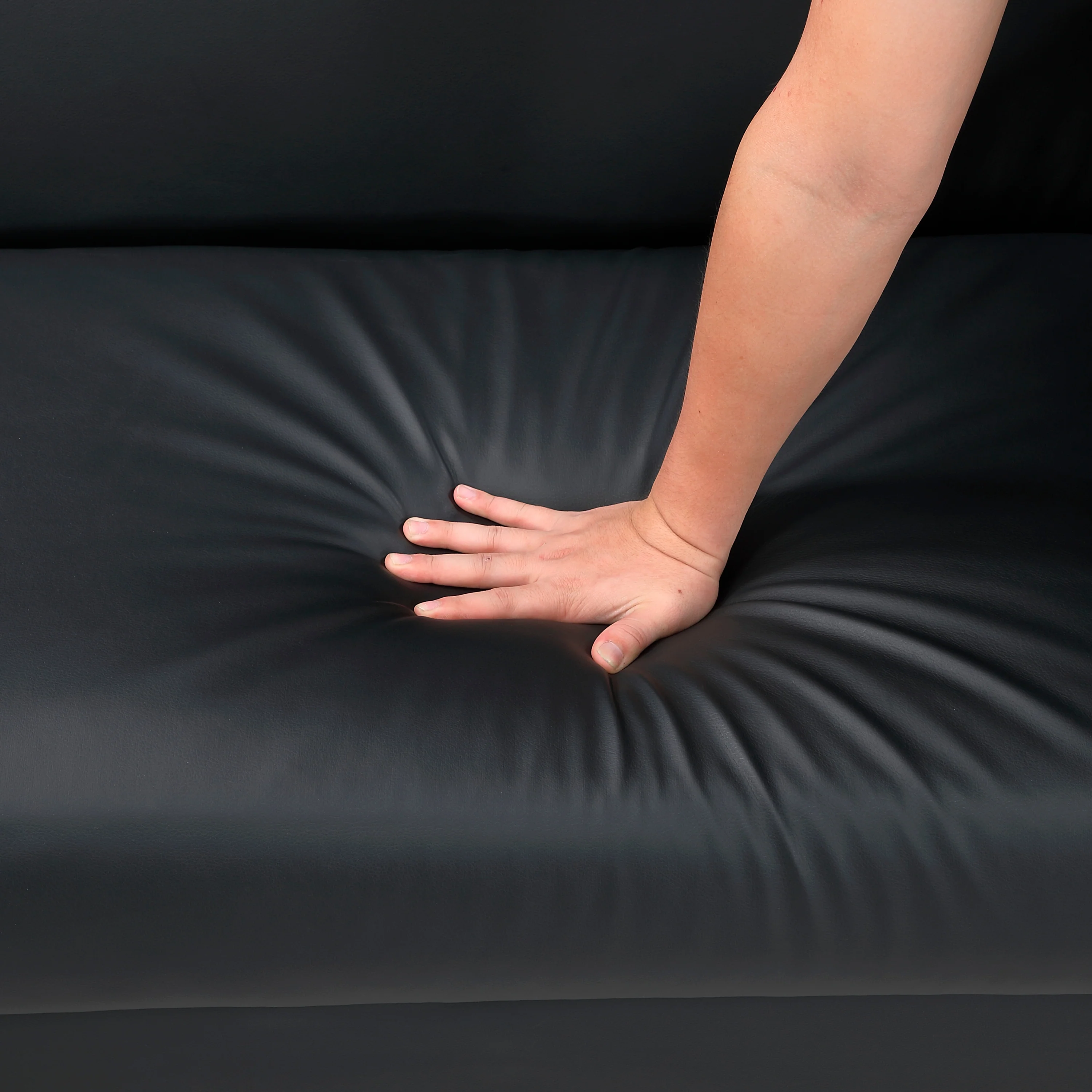 Walker Edison | Black Faux Leather Comfort Sleeper Sofa - Image 4
