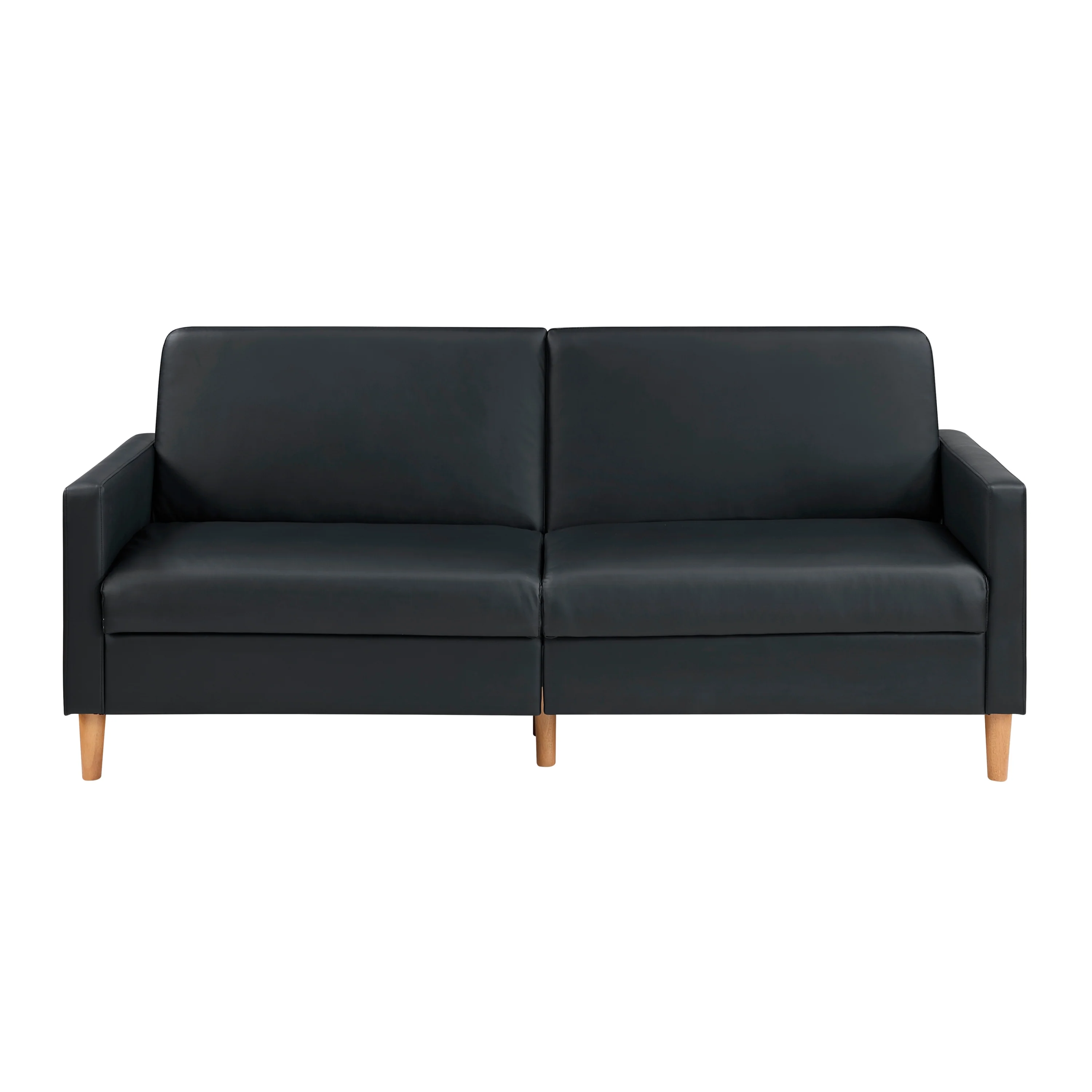 Walker Edison | Black Faux Leather Comfort Sleeper Sofa - Image 5
