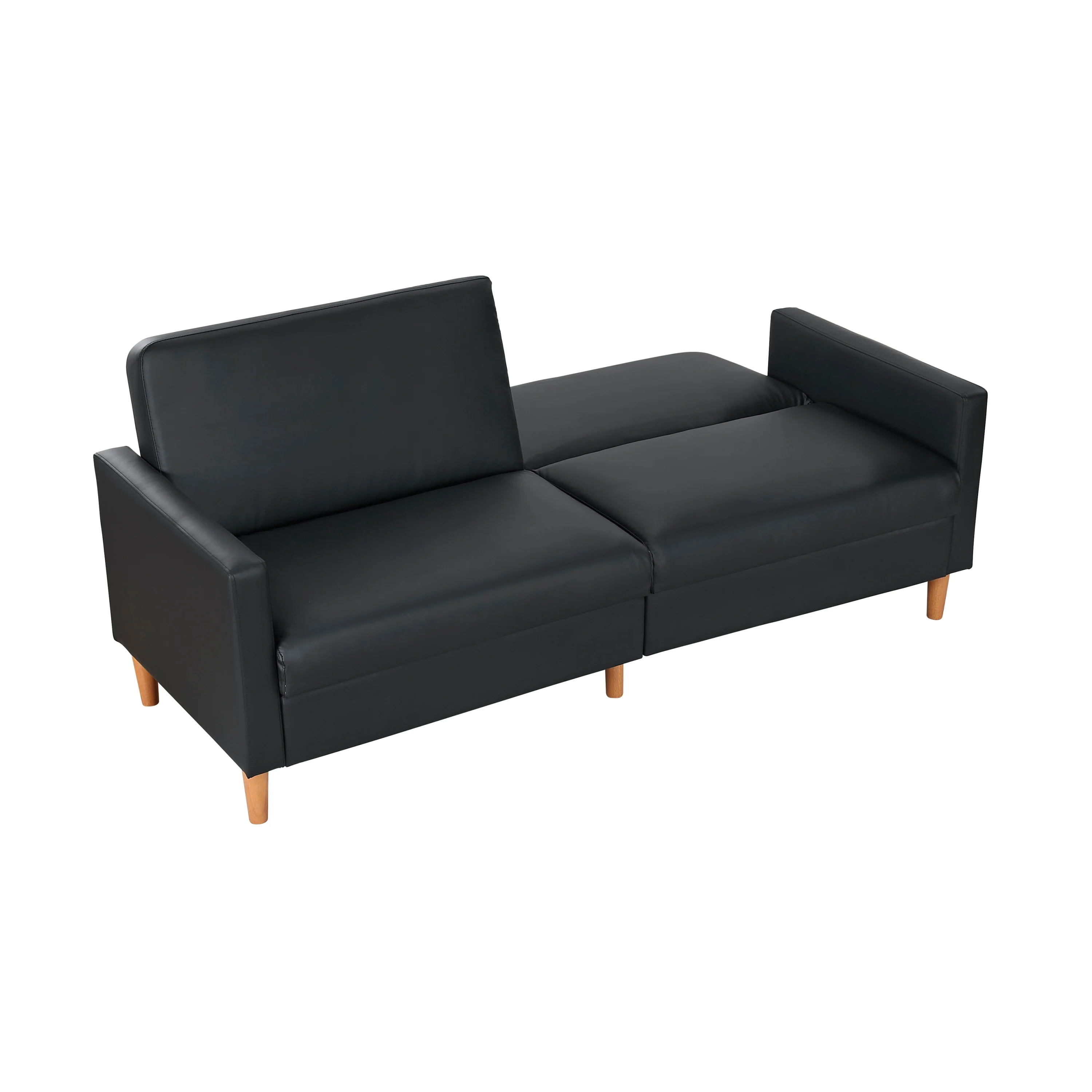 Walker Edison | Black Faux Leather Comfort Sleeper Sofa - Image 7