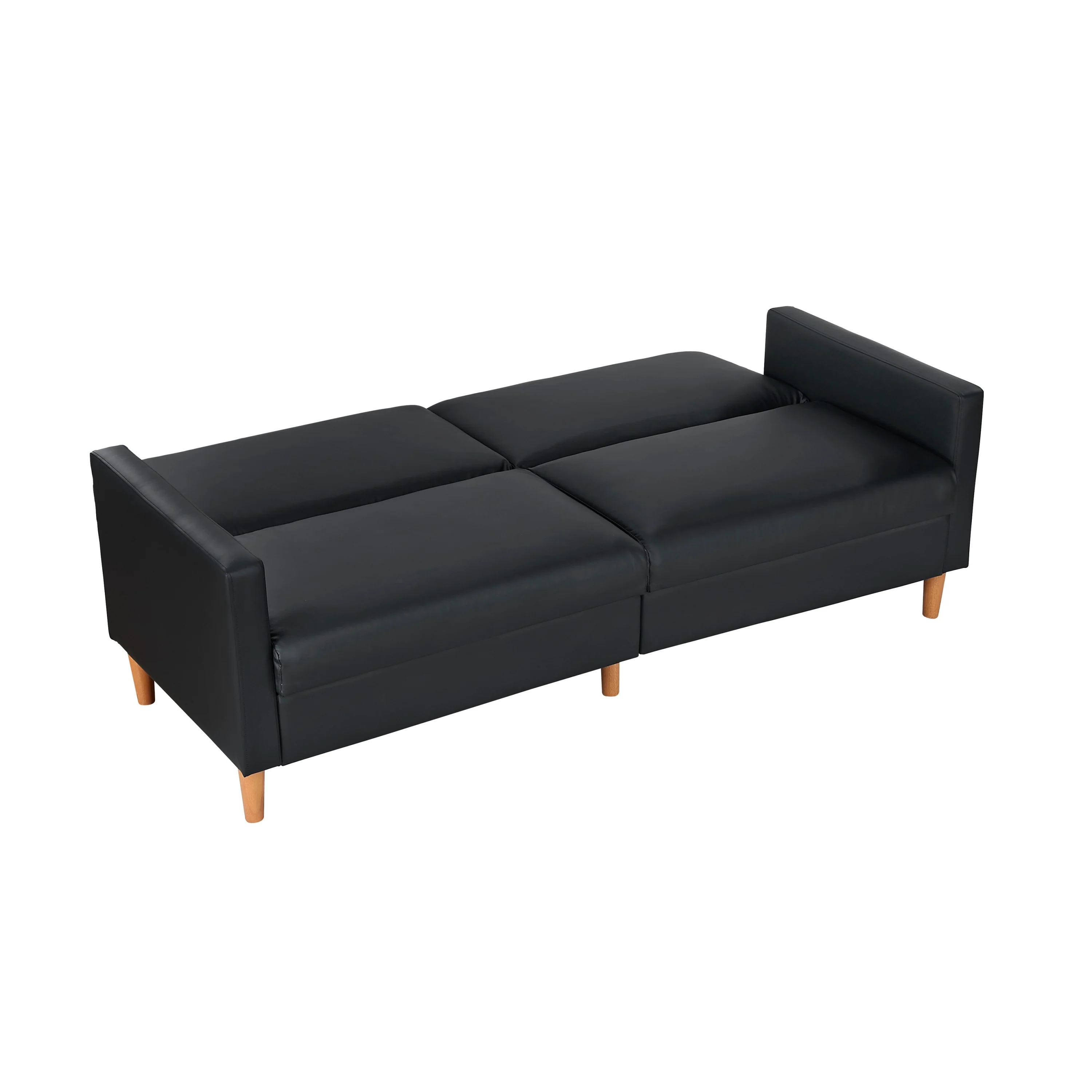 Walker Edison | Black Faux Leather Comfort Sleeper Sofa - Image 8