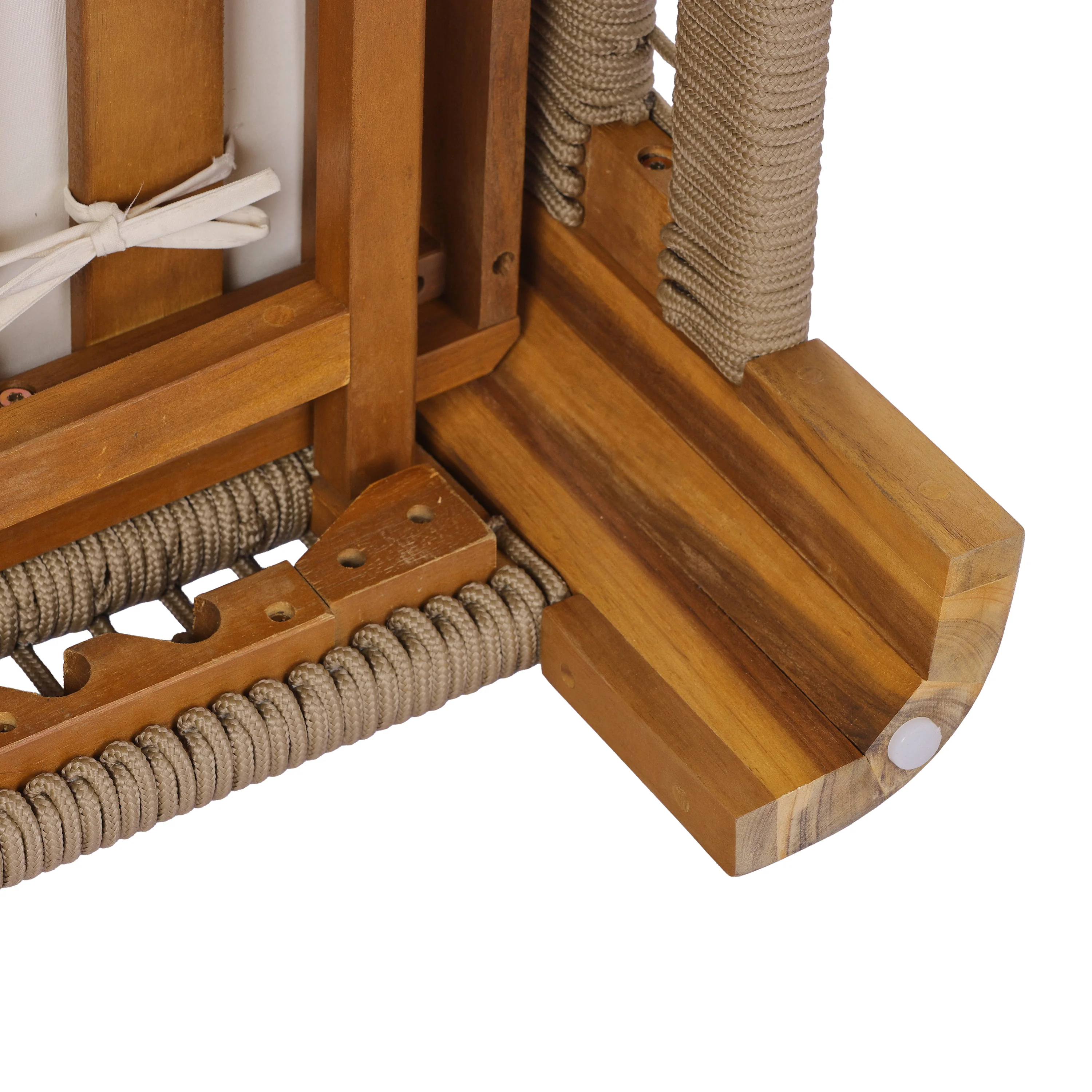 Handwoven Rope Accents Acacia Wood Outdoor Chaise Lounge - Image 11