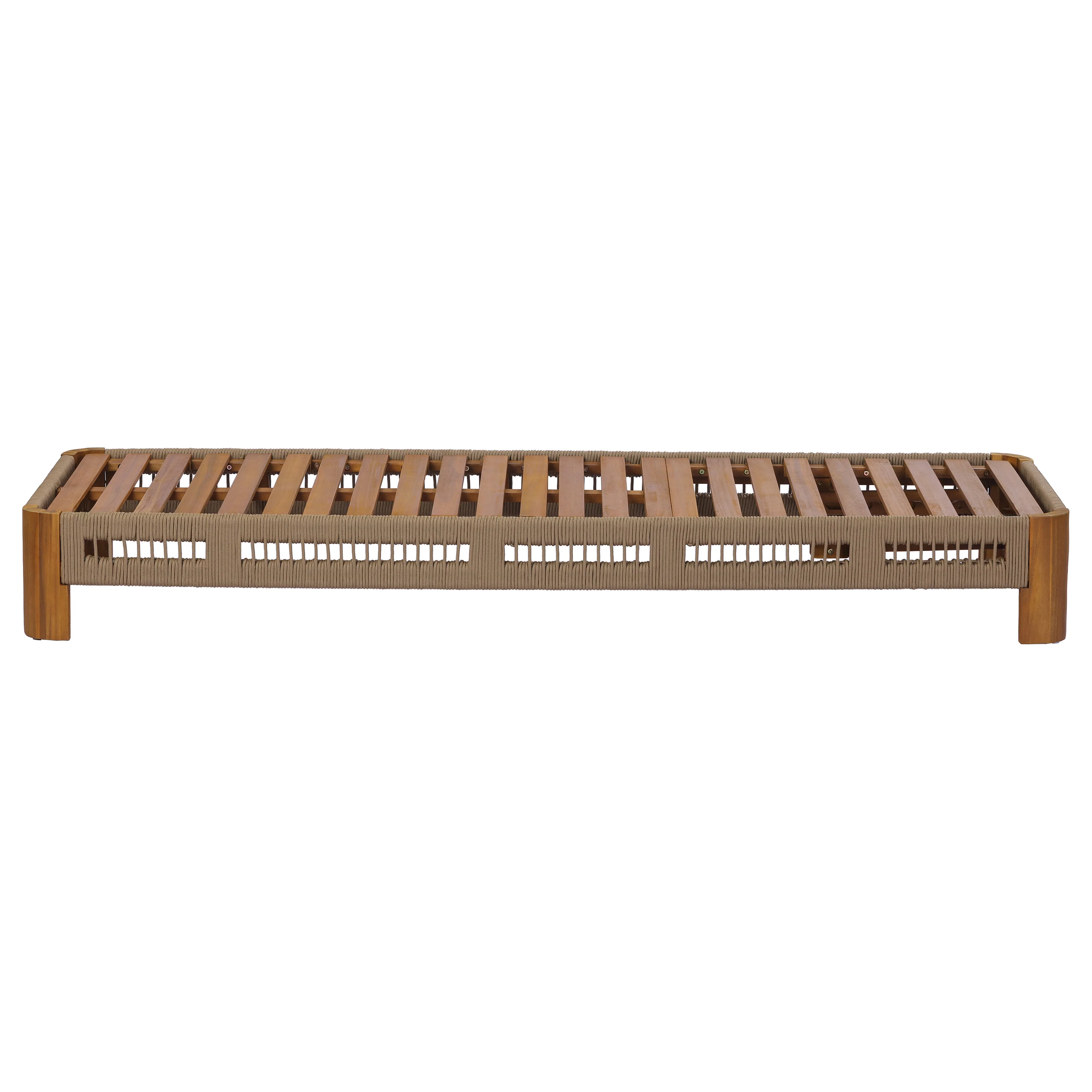 Handwoven Rope Accents Acacia Wood Outdoor Chaise Lounge - Image 17