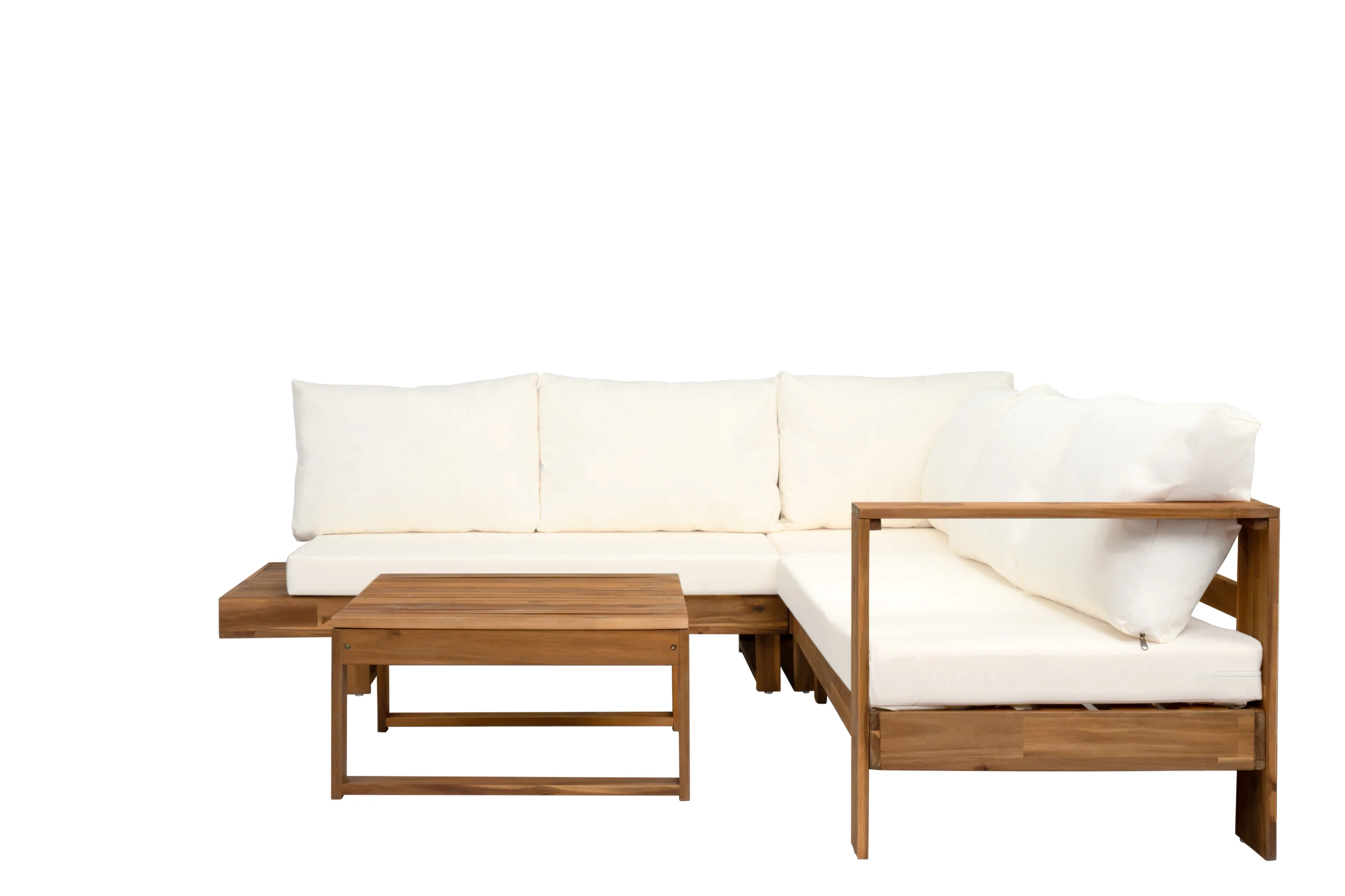 4pc Outdoor Teak Wood Sectional Patio Sofa Set w Table - Image 10