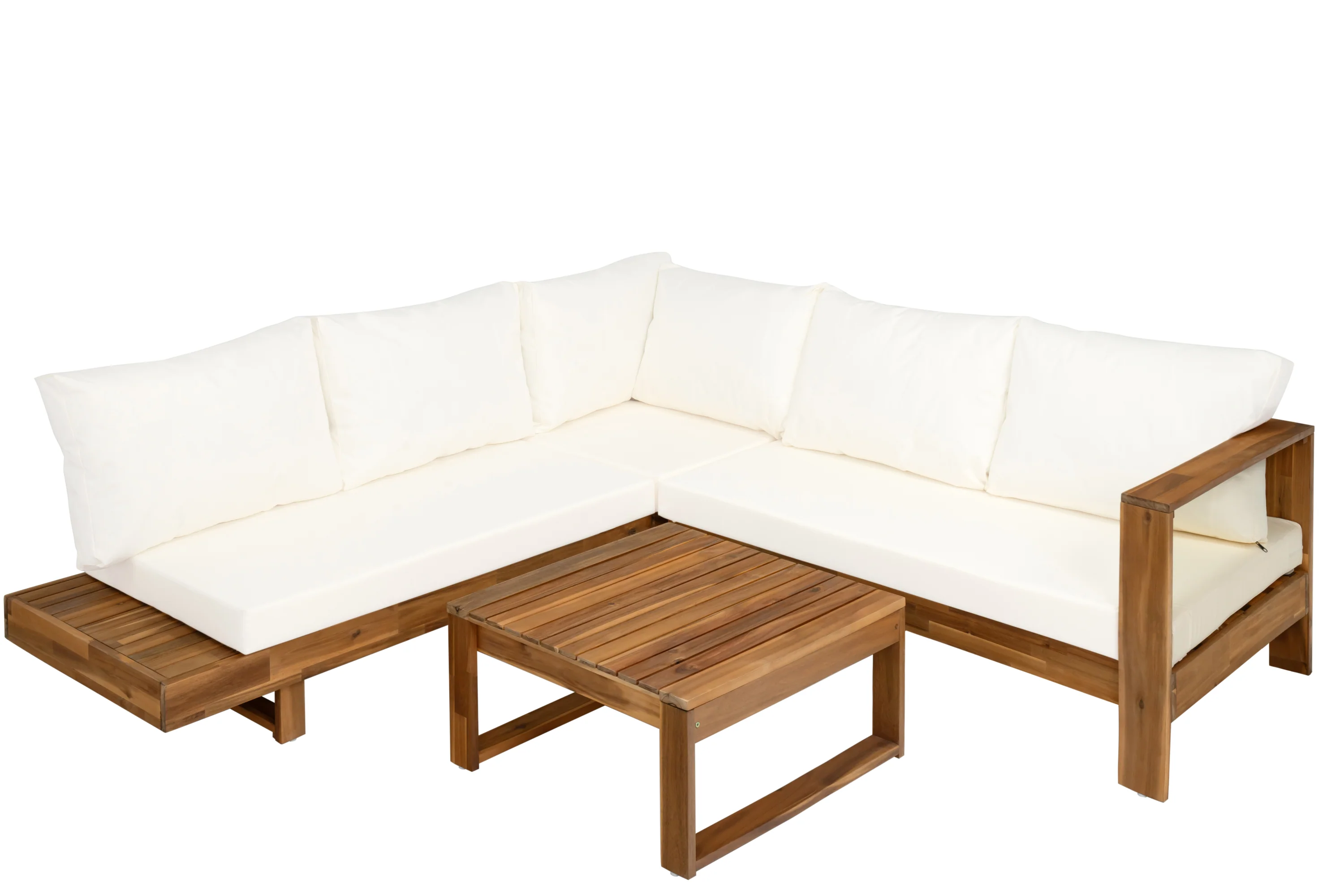 4pc Outdoor Teak Wood Sectional Patio Sofa Set w Table - Image 8