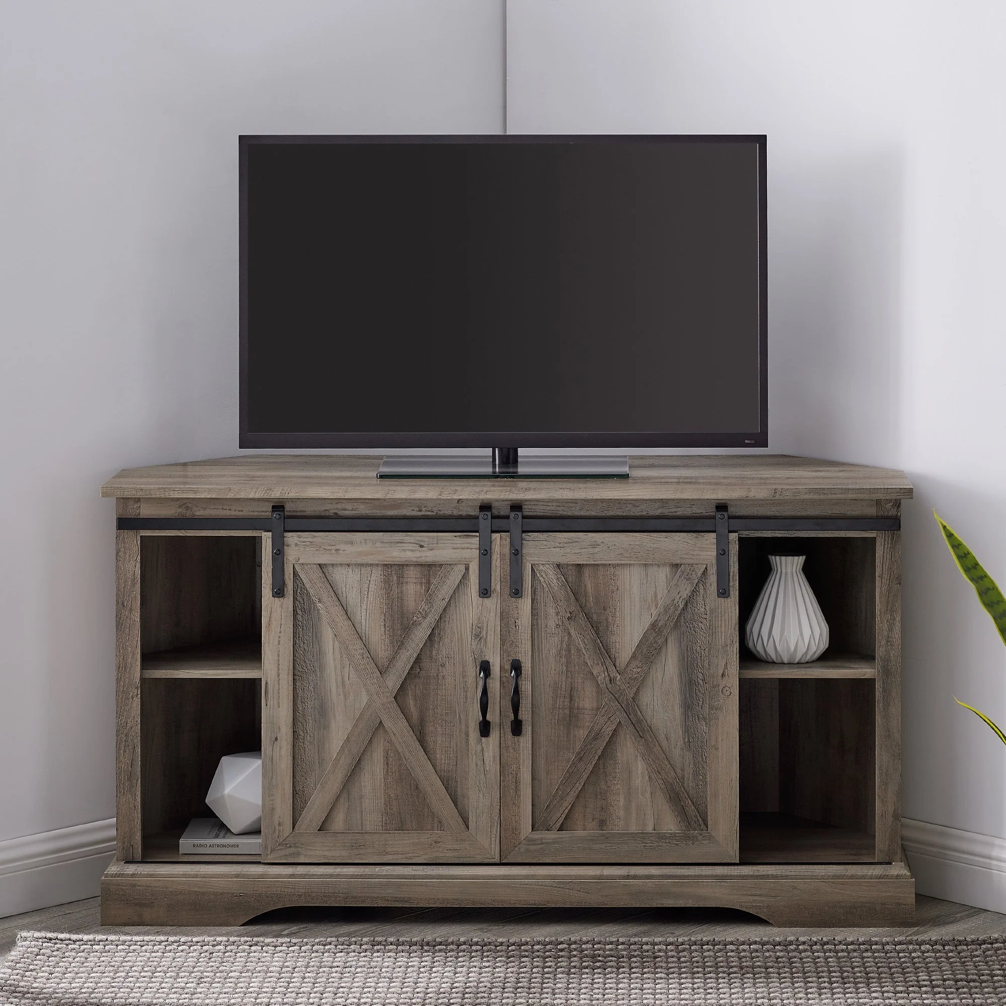 52" Sliding Barn Door Corner TV Stand - Image 10