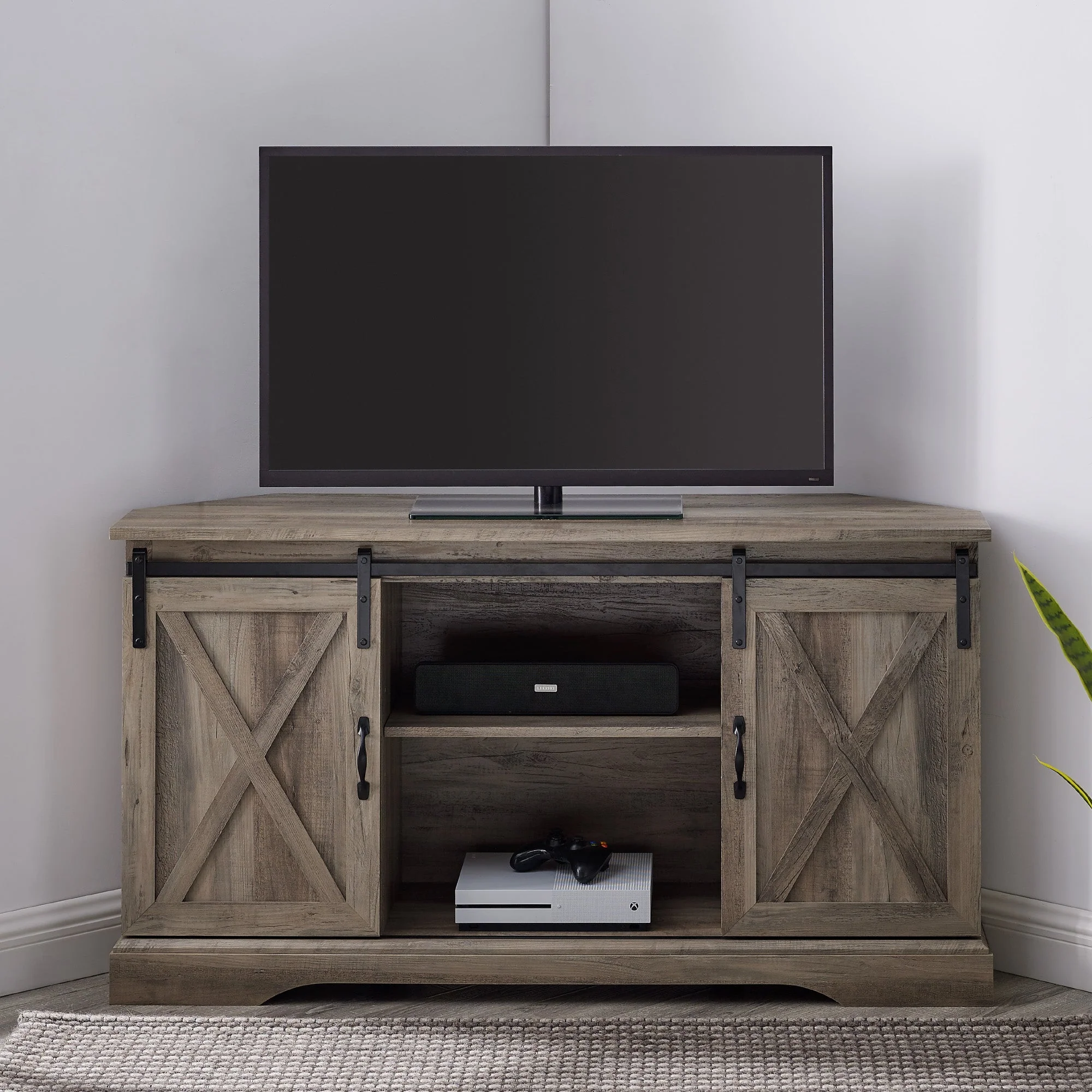 52" Sliding Barn Door Corner TV Stand - Image 11