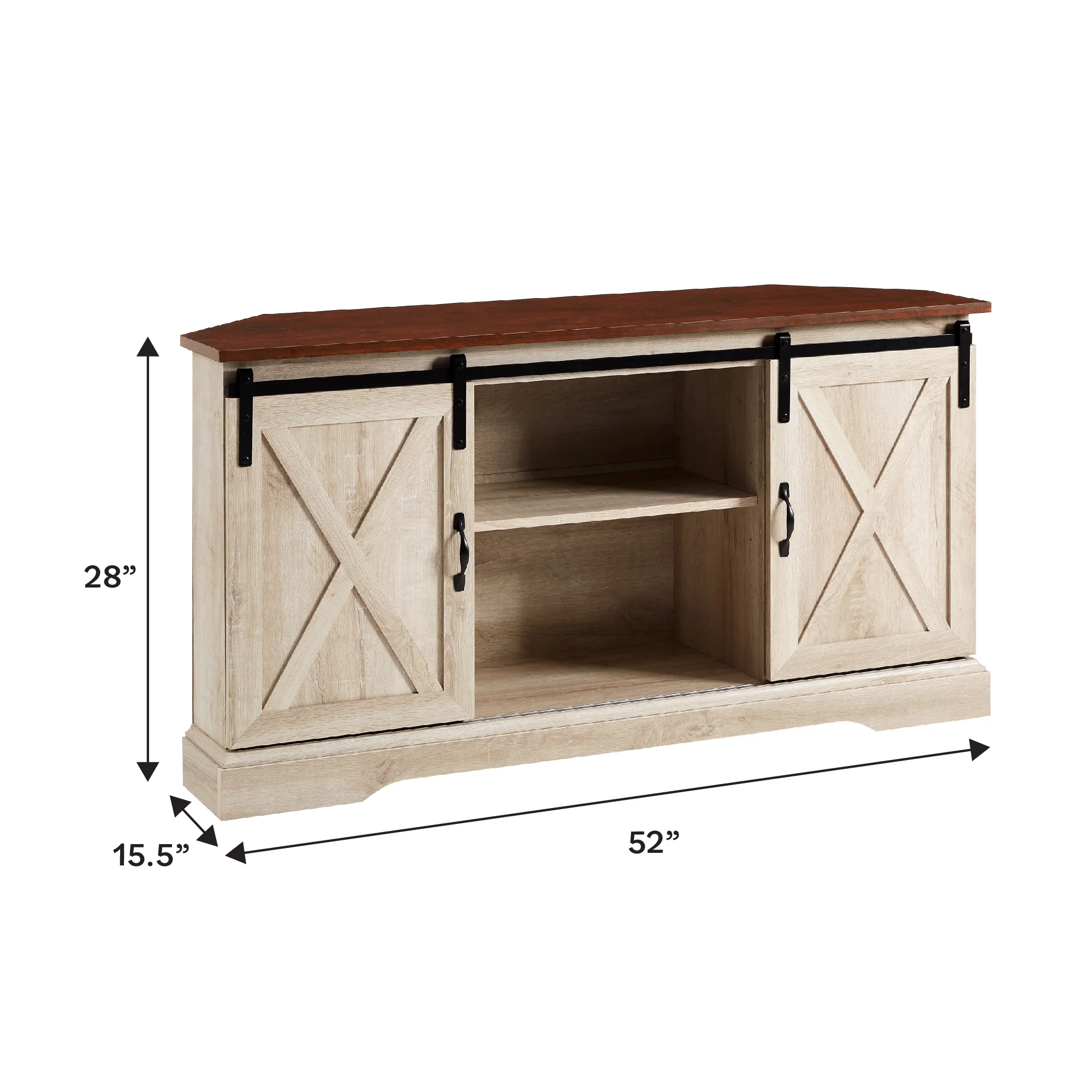 52" Sliding Barn Door Corner TV Stand - Image 5