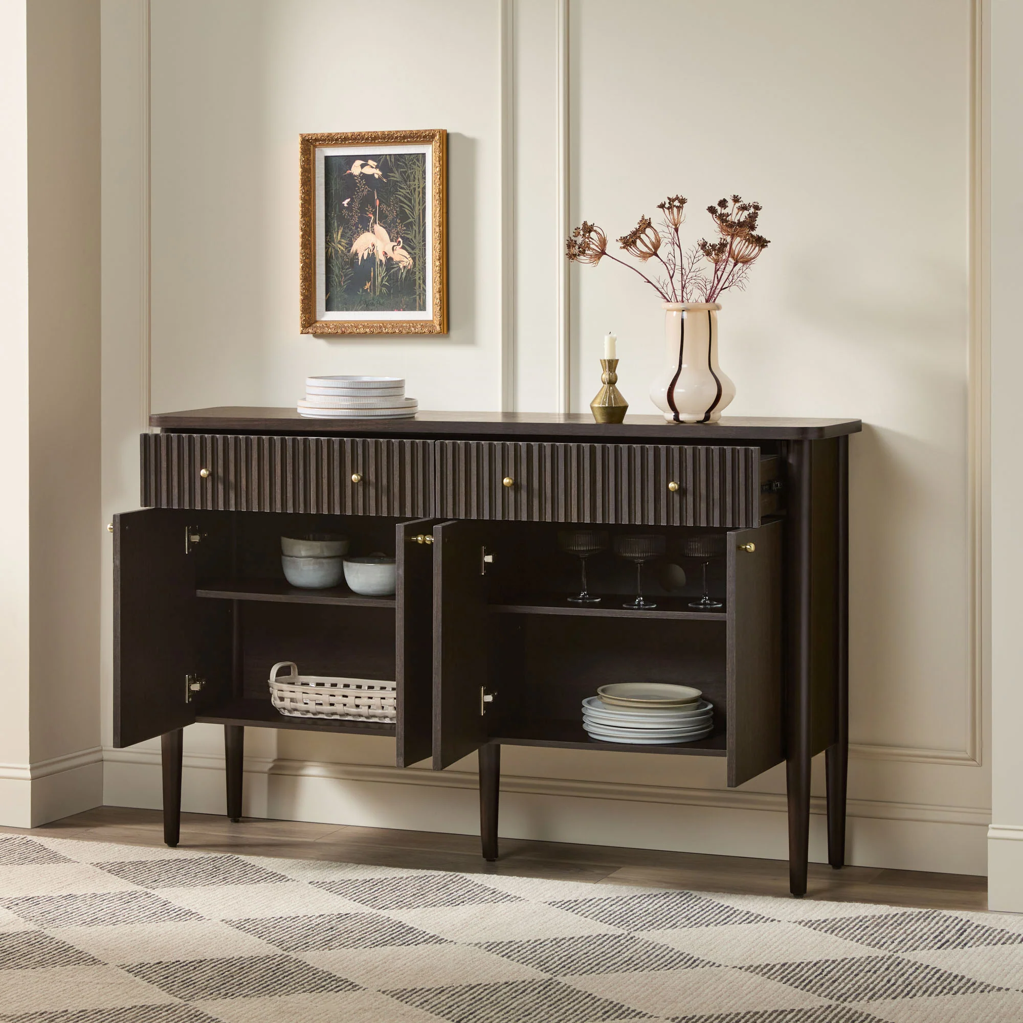 Samantha Modern Fluted 58" Wood Sideboard - Image 17