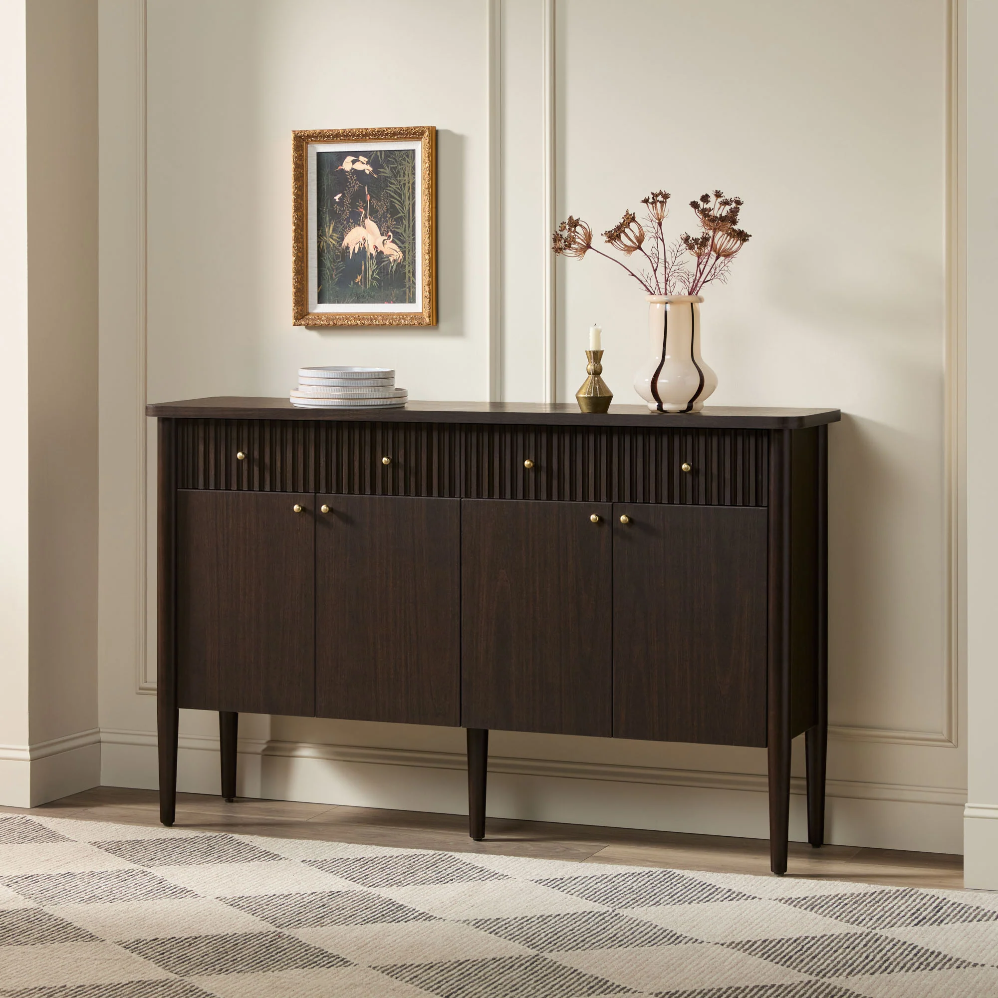 Samantha Modern Fluted 58" Wood Sideboard - Image 2