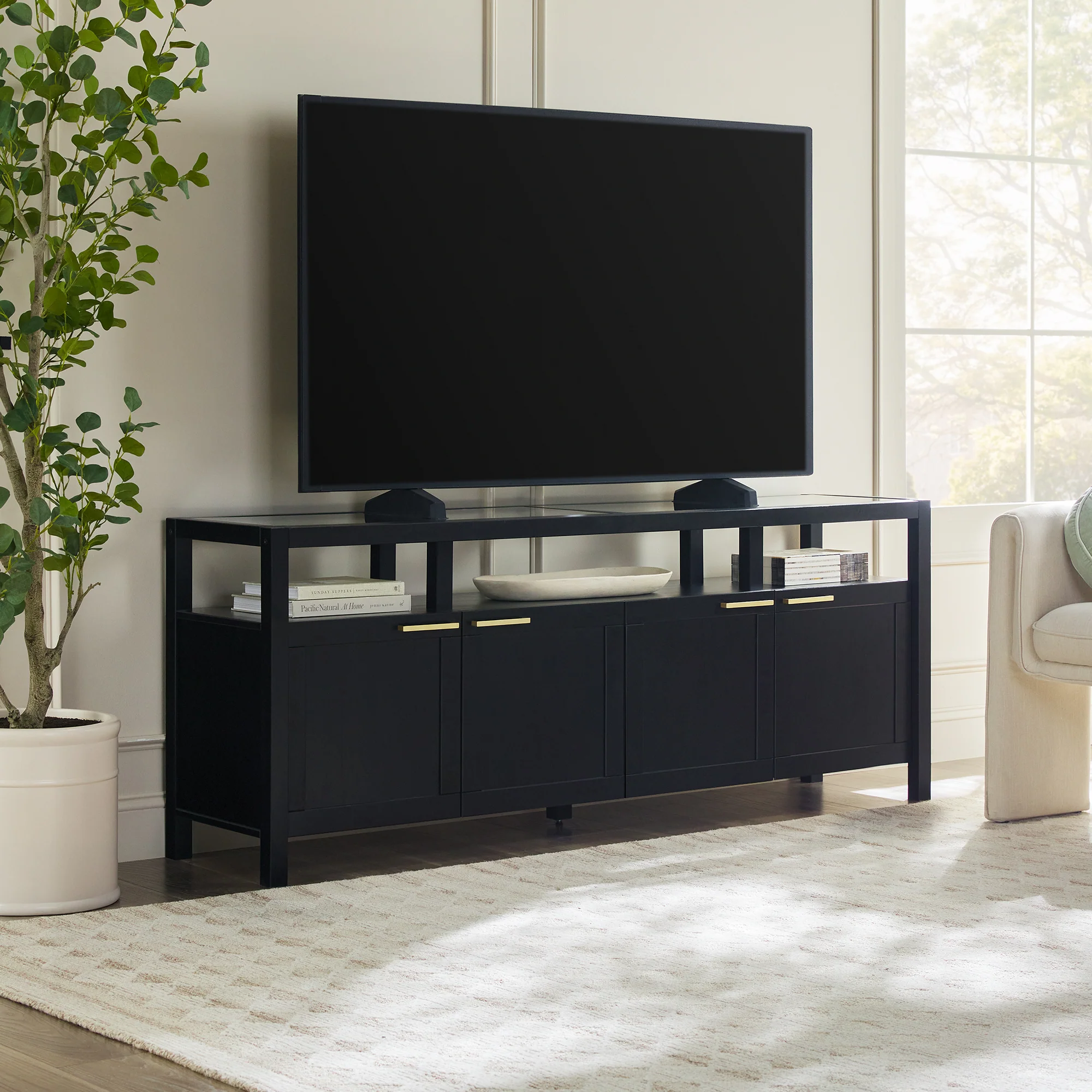 Isla Modern TV Stand with Glass Top - Image 21