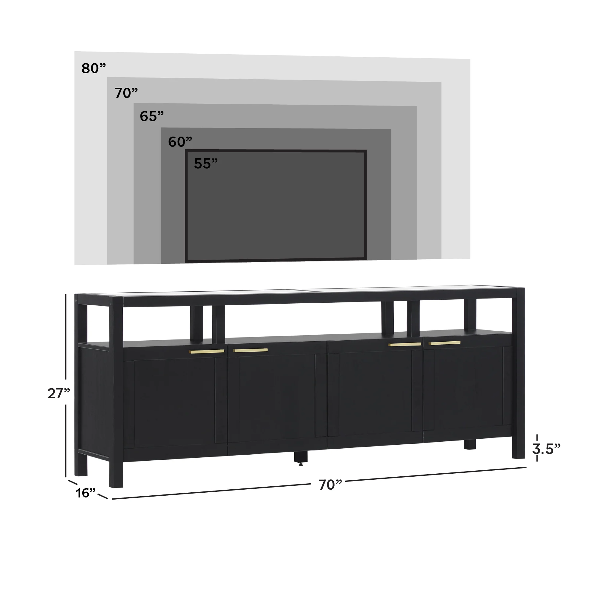 Isla Modern TV Stand with Glass Top - Image 24
