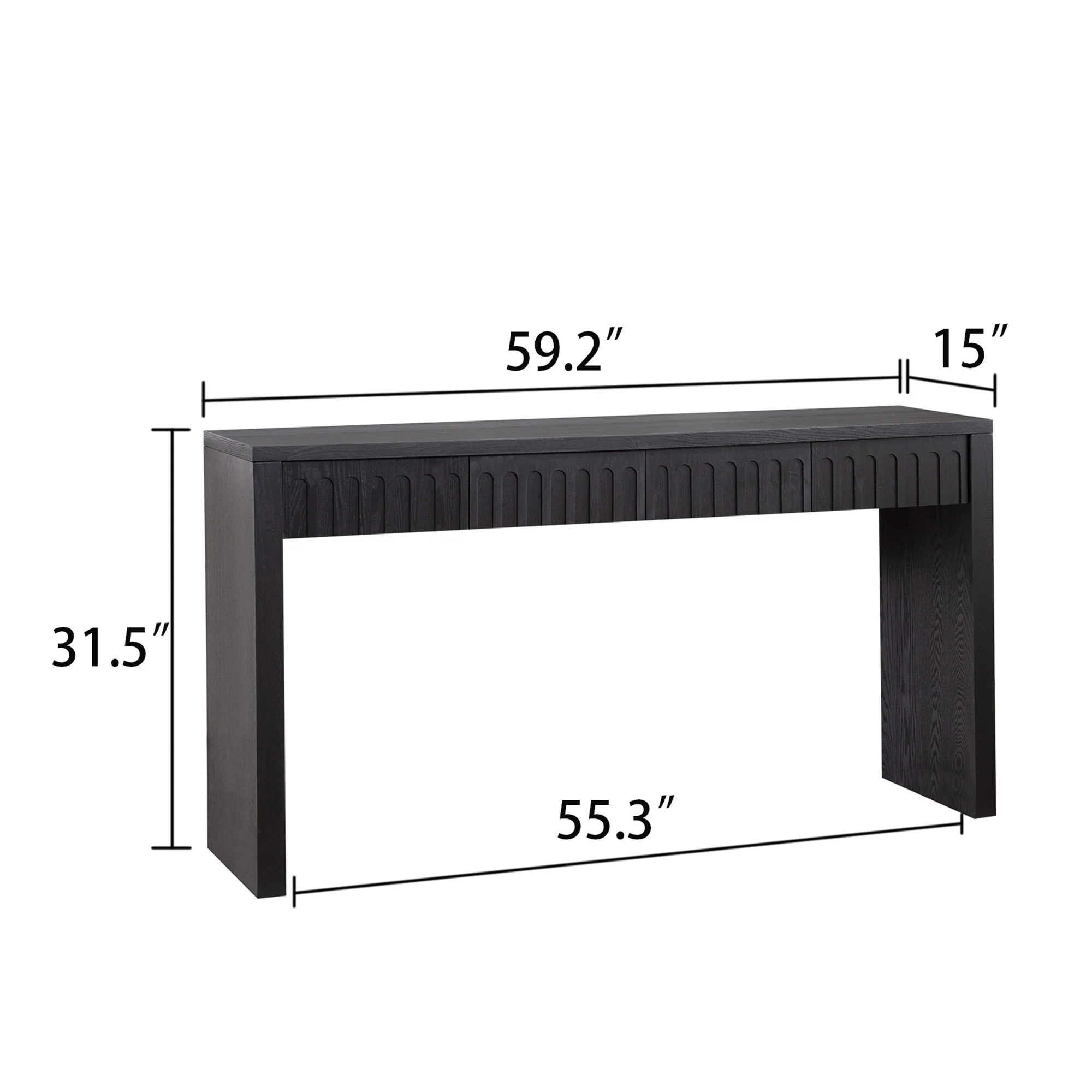 Walker Edison | 59in Modern Black Console Entry Table with Storage - Image 5