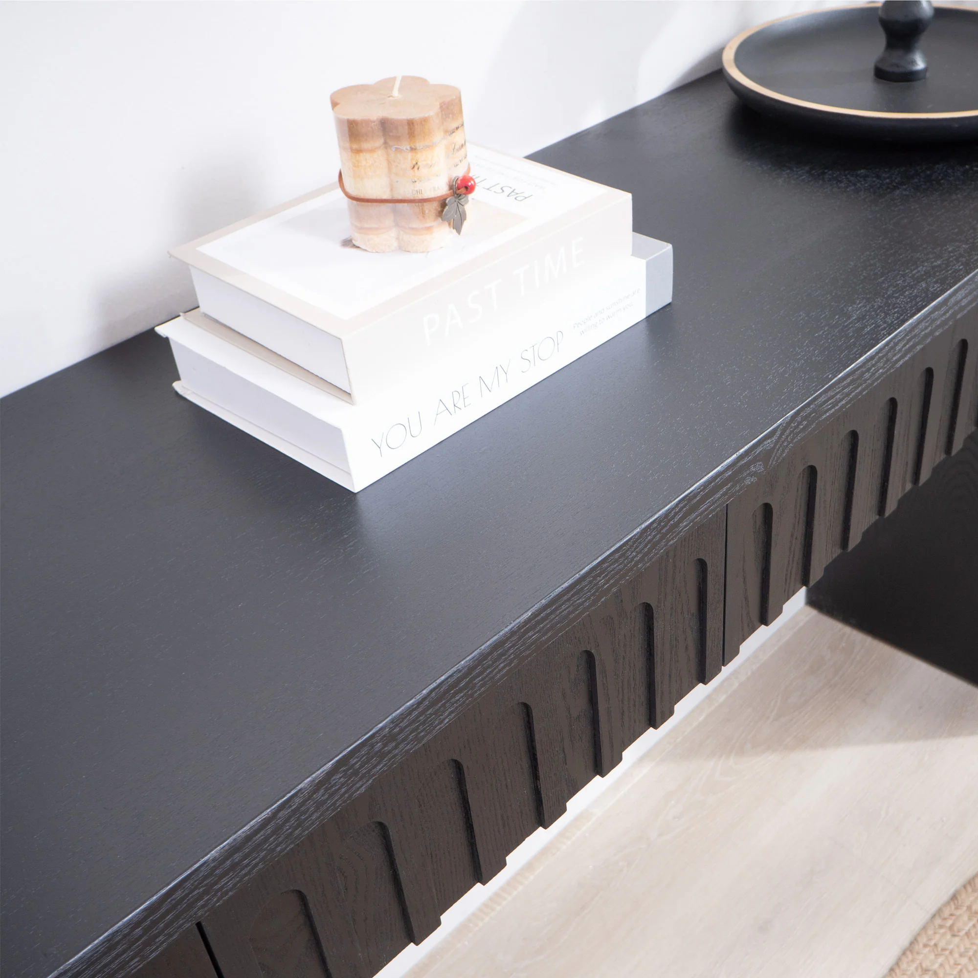 Walker Edison | 59in Modern Black Console Entry Table with Storage - Image 6