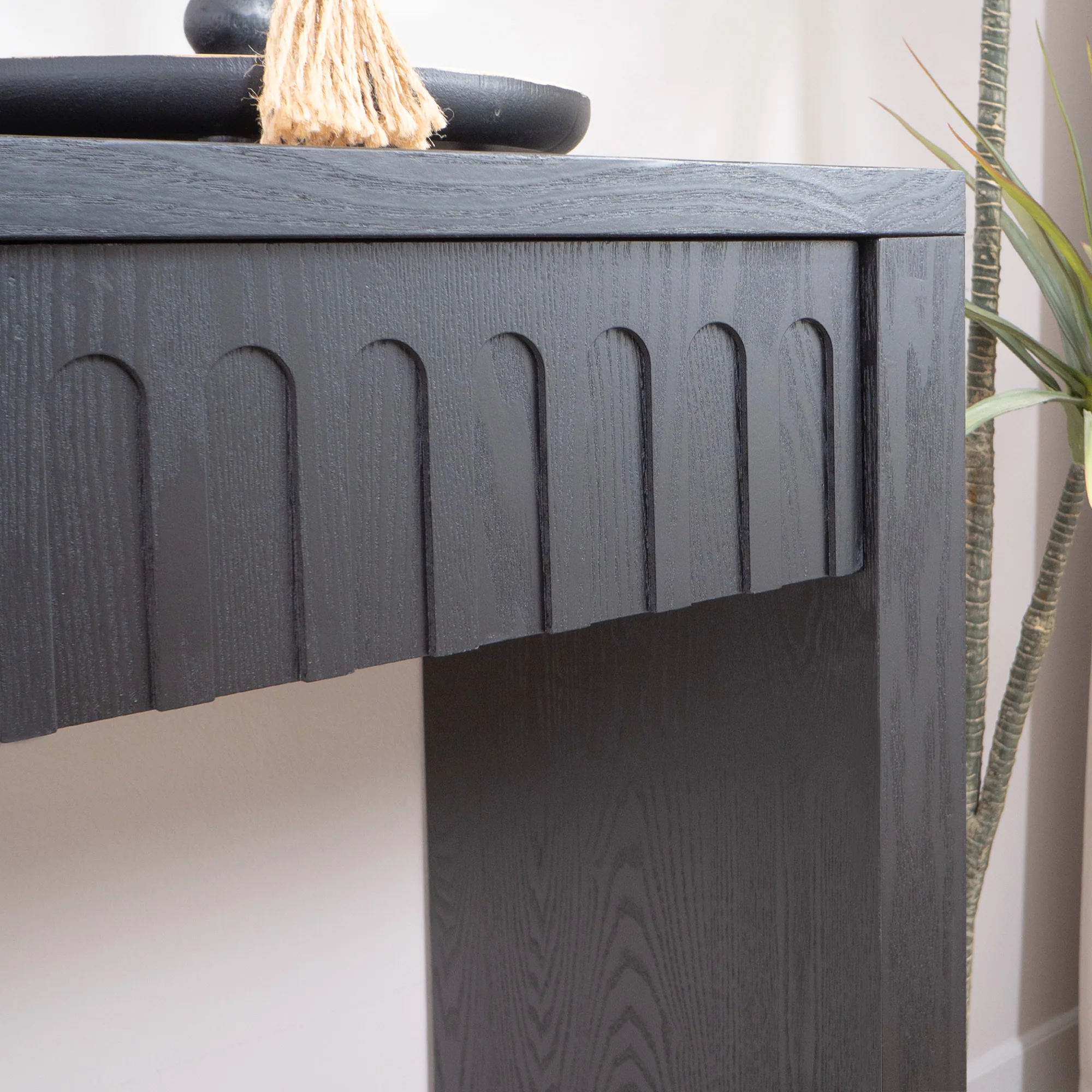 Walker Edison | 59in Modern Black Console Entry Table with Storage - Image 8
