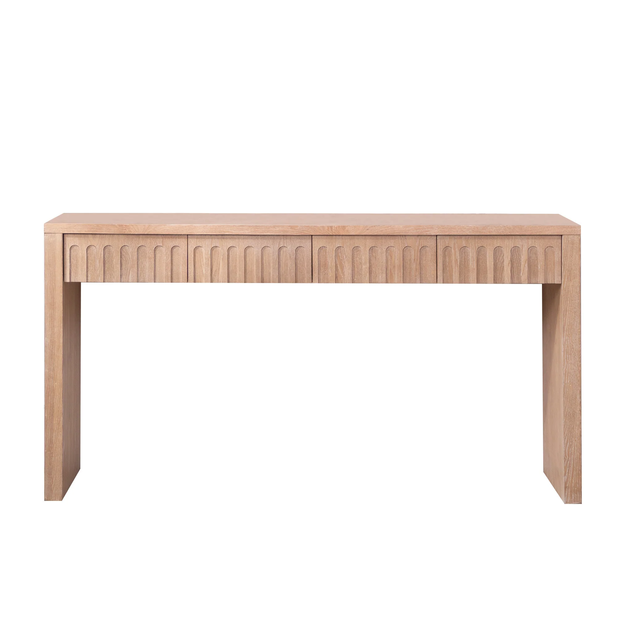 Walker Edison | 59in Natural Modern Console Entry Table with 4 Drawers - Image 5