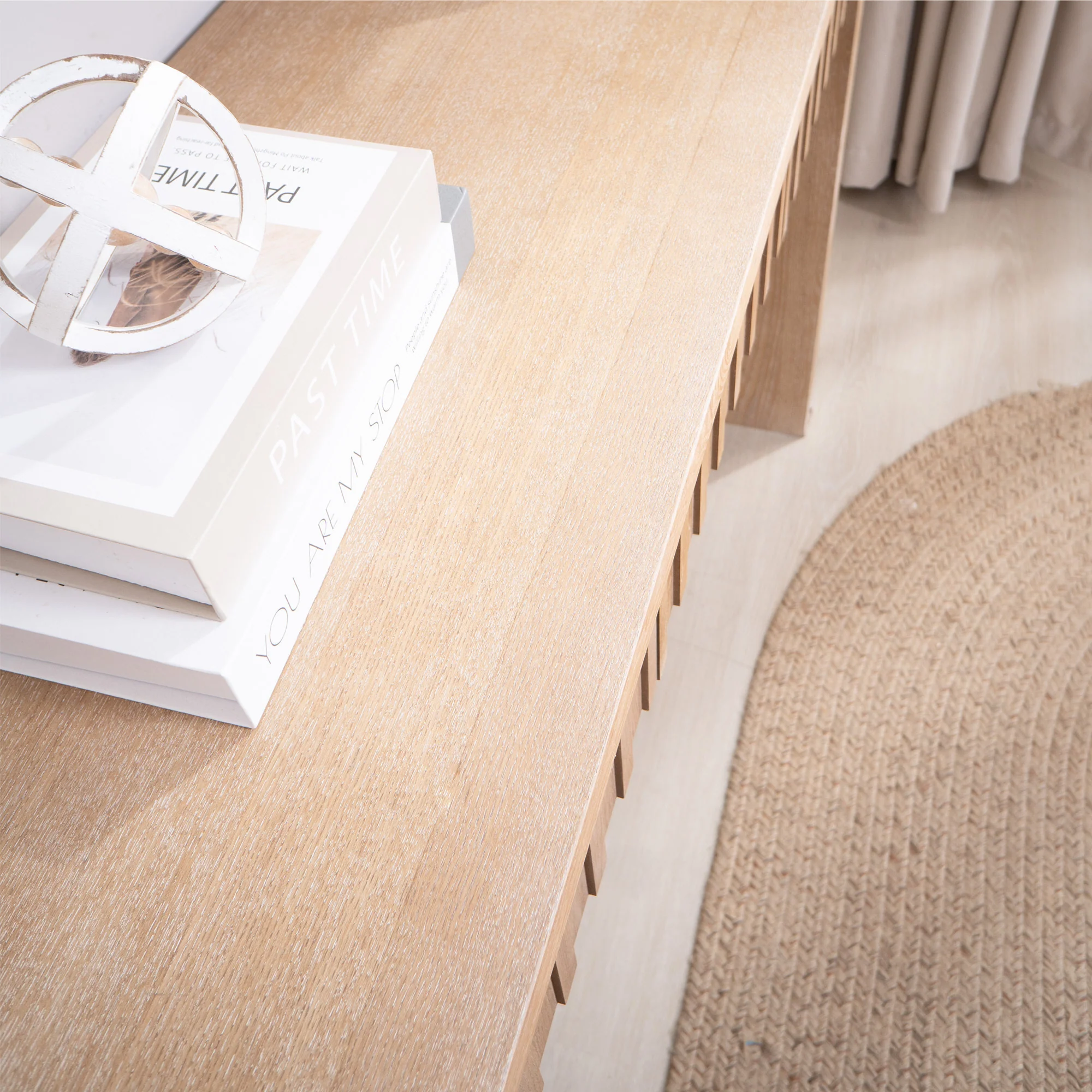 Walker Edison | 59in Natural Modern Console Entry Table with 4 Drawers - Image 9