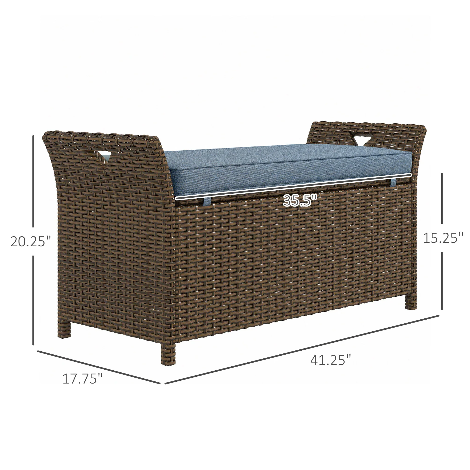 Walker Edison | Outdoor Patio Wicker Storage Bench - Image 3