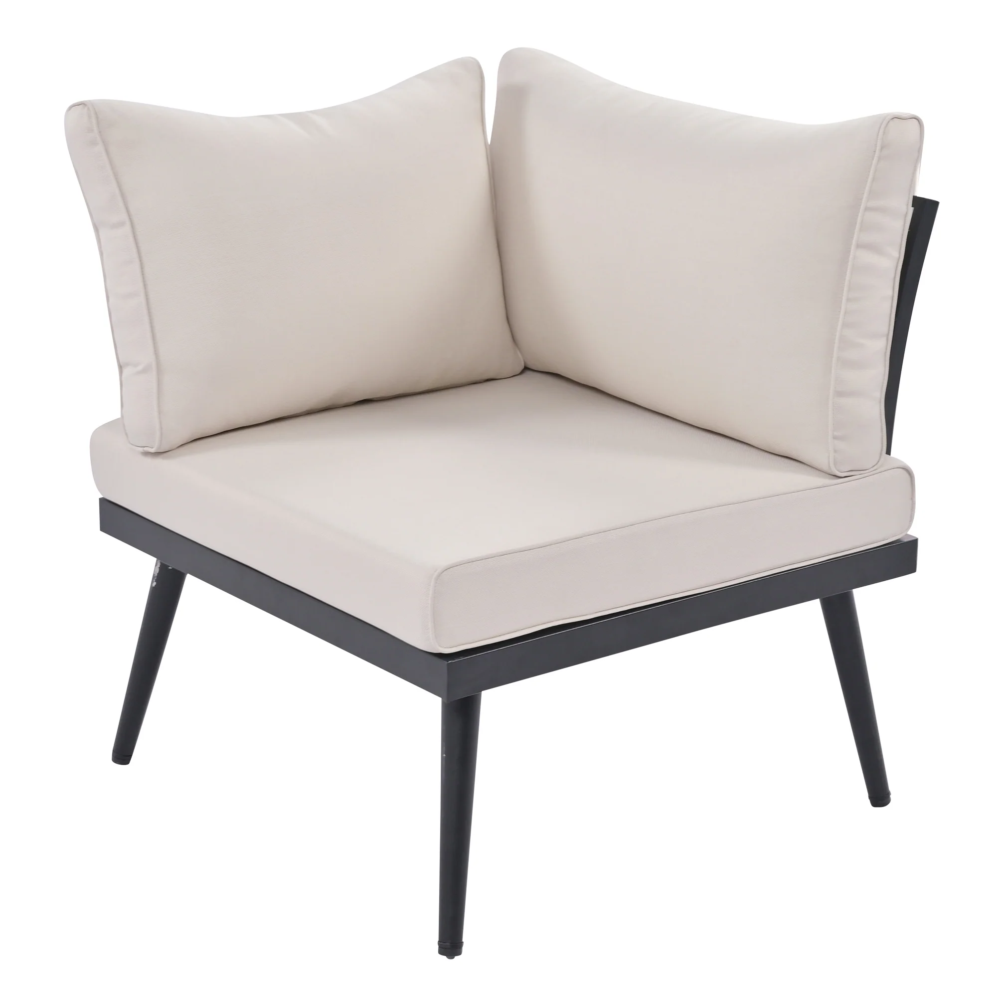 Walker Edison | 6-Piece Outdoor Sectional Sofa Set with Nesting Coffee Tables Beige - Image 16
