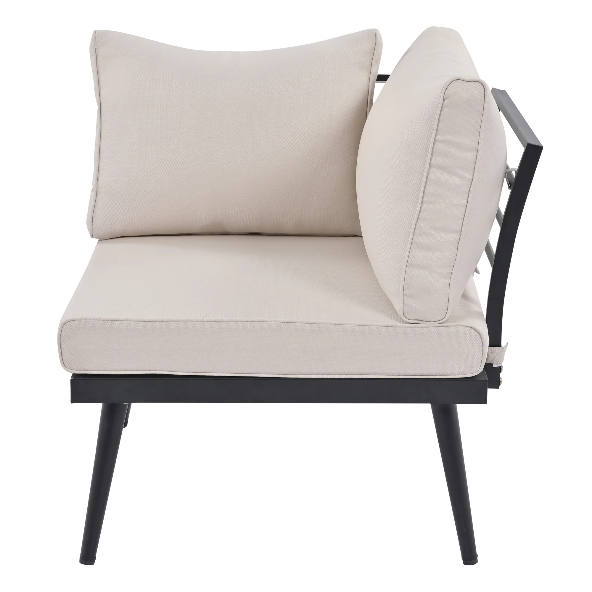 Walker Edison | 6-Piece Outdoor Sectional Sofa Set with Nesting Coffee Tables Beige - Image 29