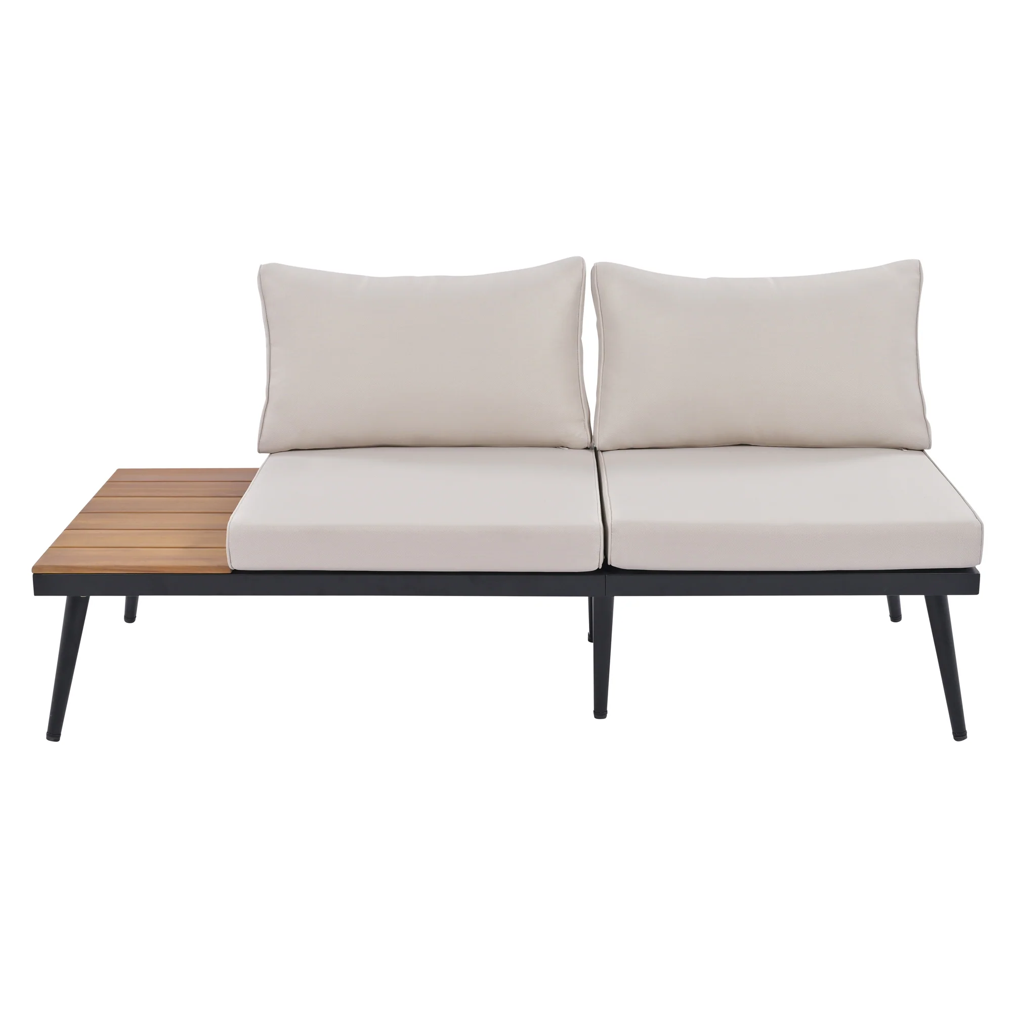 Walker Edison | 6-Piece Outdoor Sectional Sofa Set with Nesting Coffee Tables Beige - Image 35