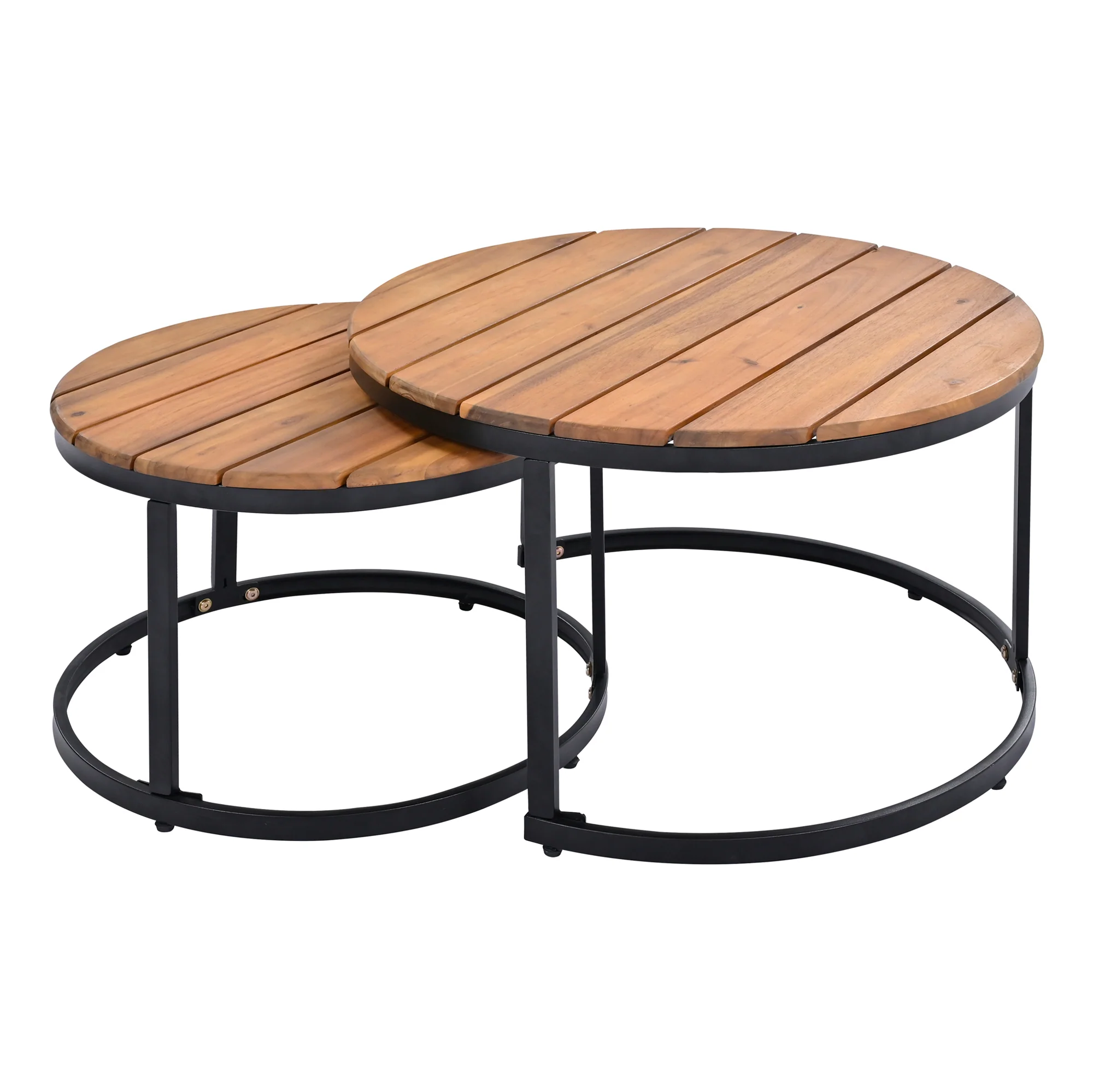 Walker Edison | 6-Piece Outdoor Sectional Sofa Set with Nesting Coffee Tables Beige - Image 38