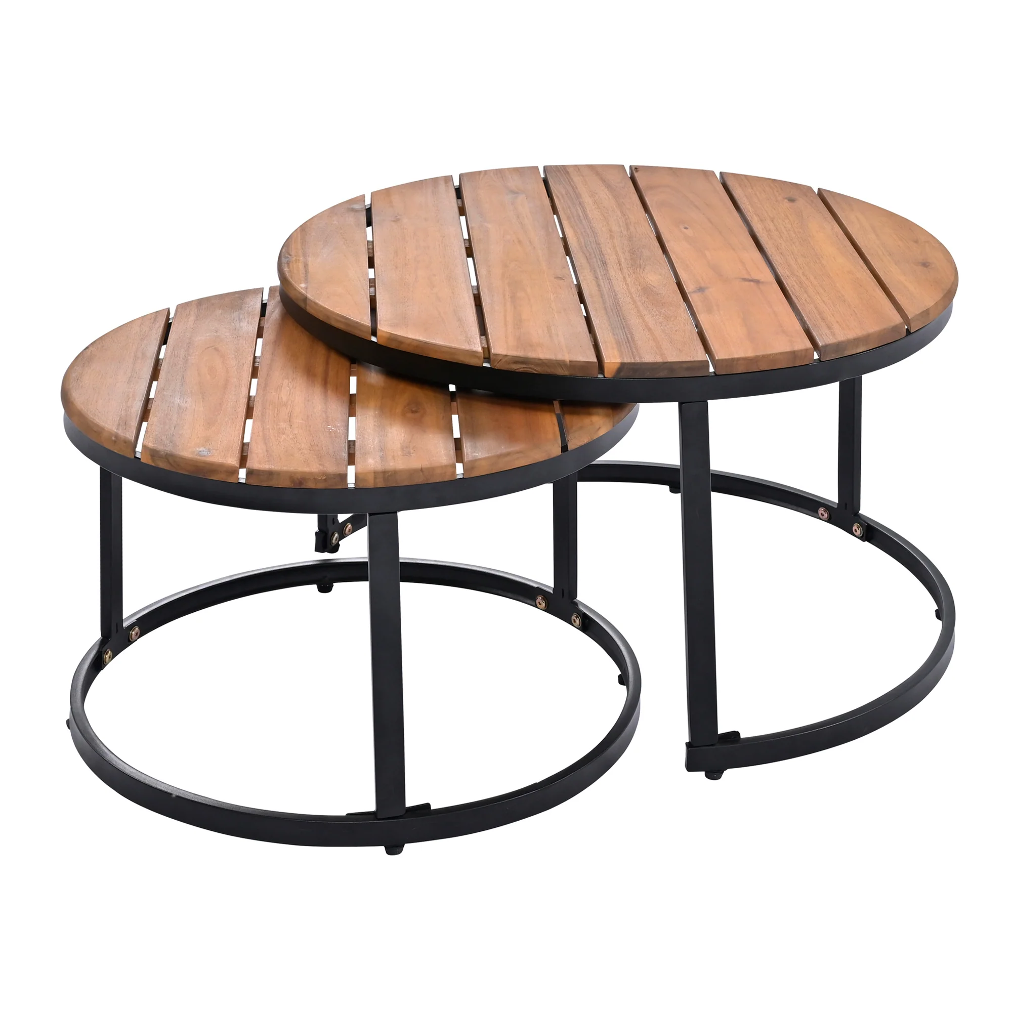 Walker Edison | 6-Piece Outdoor Sectional Sofa Set with Nesting Coffee Tables Beige - Image 40