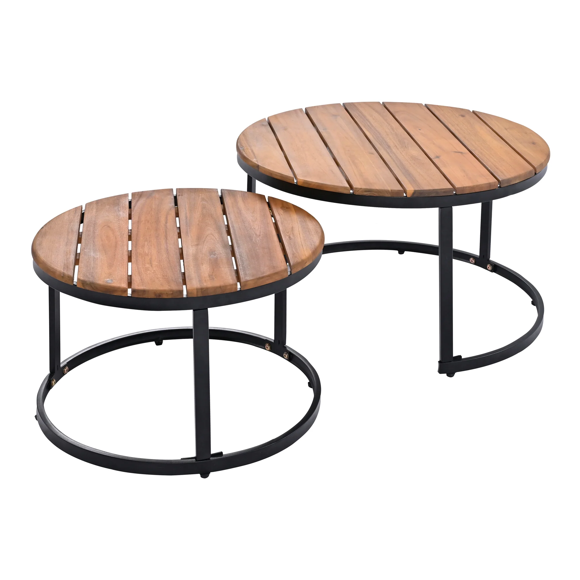 Walker Edison | 6-Piece Outdoor Sectional Sofa Set with Nesting Coffee Tables Beige - Image 42