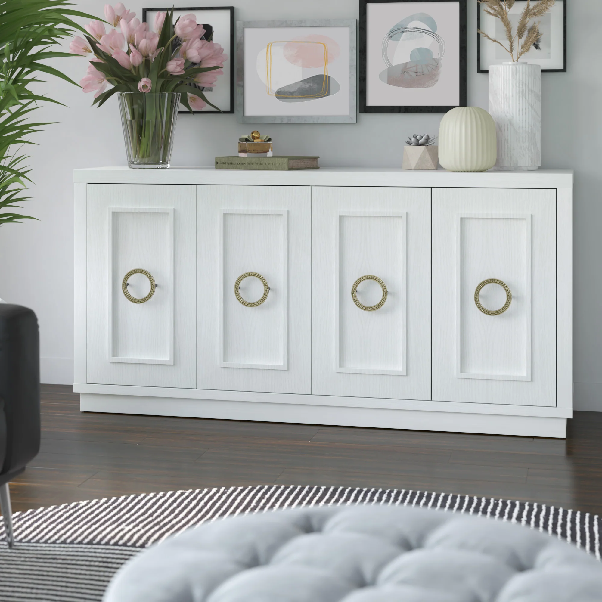 Stylish Dining Storage Double‑Door Buffet Sideboard - Image 2