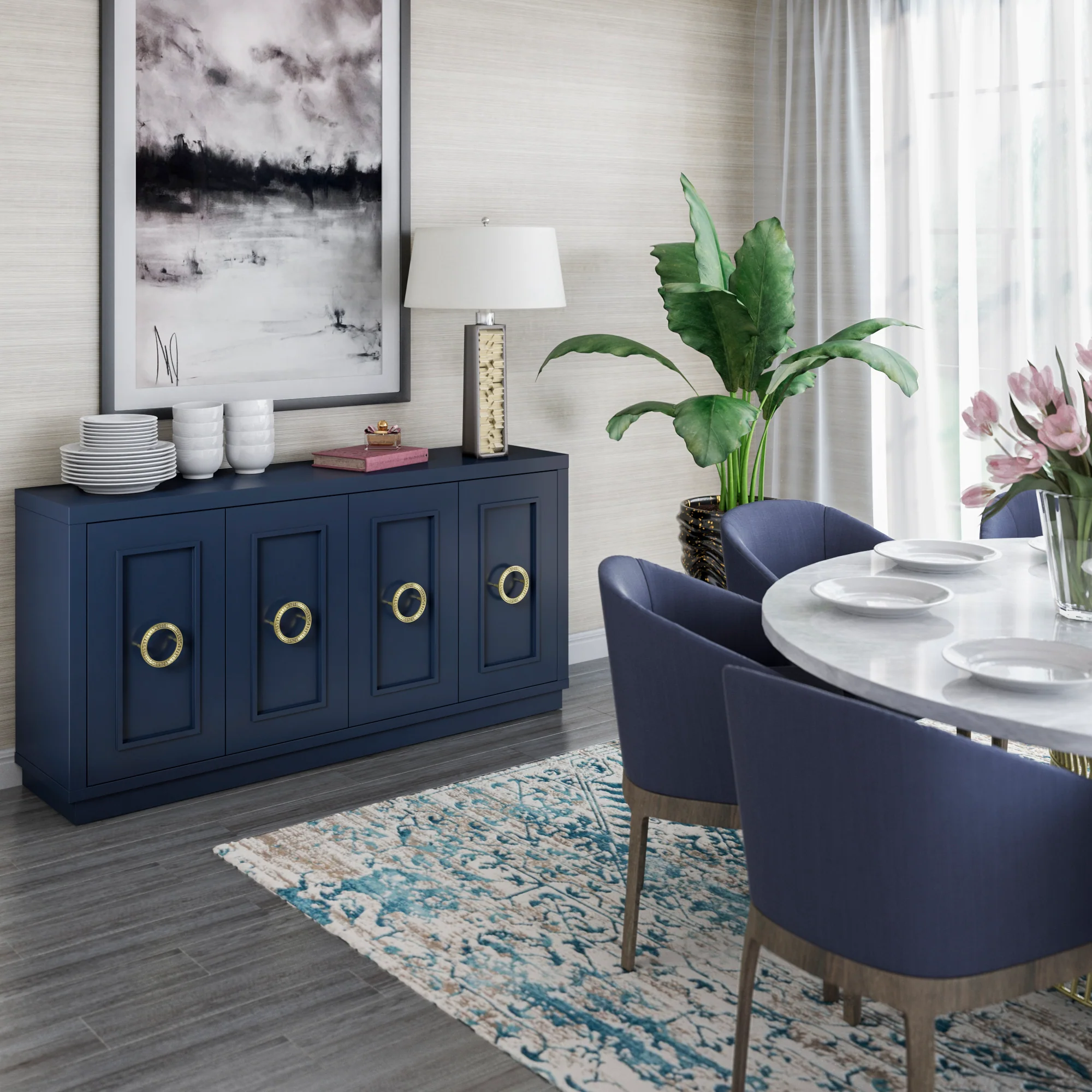 Stylish Dining Storage Double‑Door Buffet Sideboard - Image 3