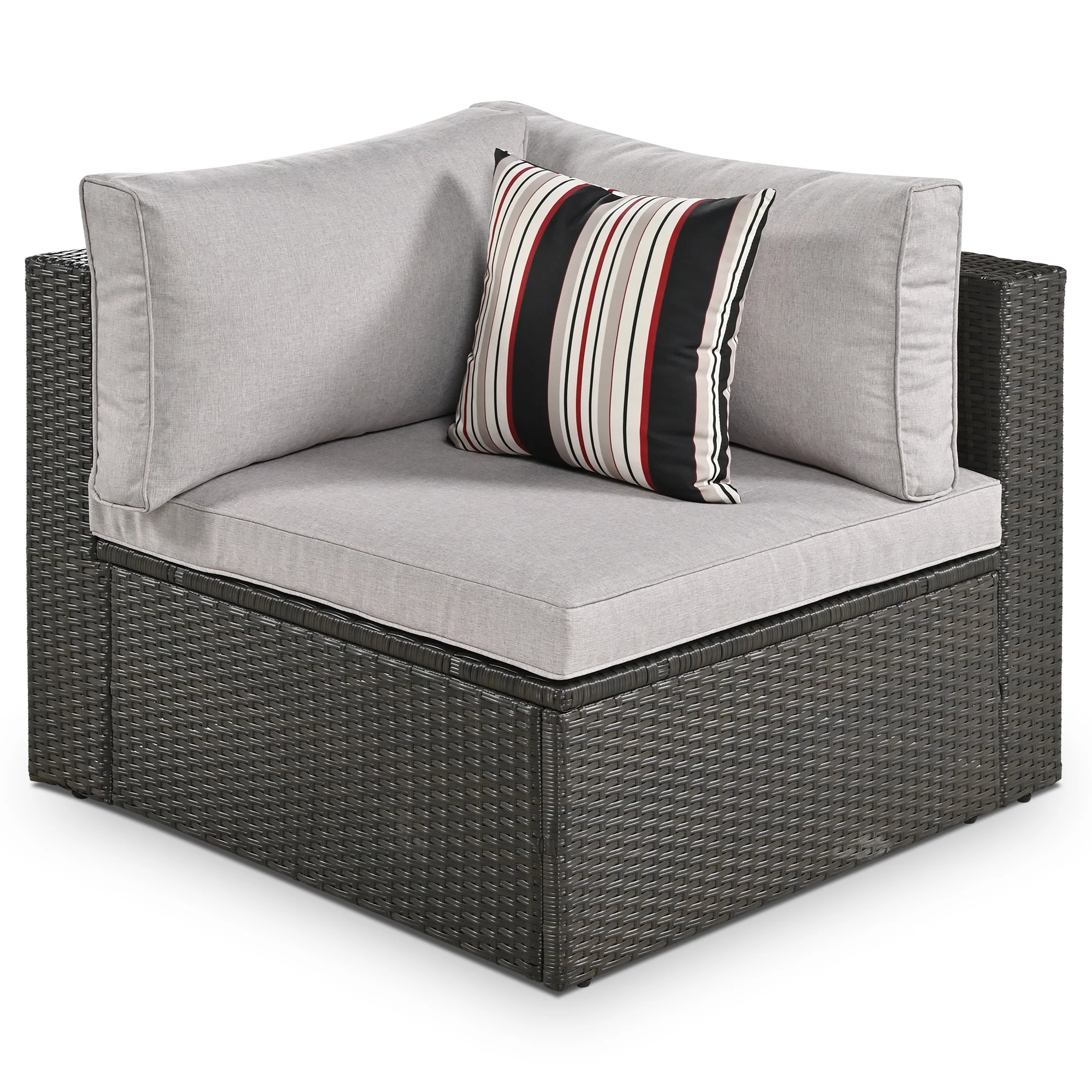 Walker Edison | 7 Piece Outdoor Wicker Modular Sofa Set - Image 12