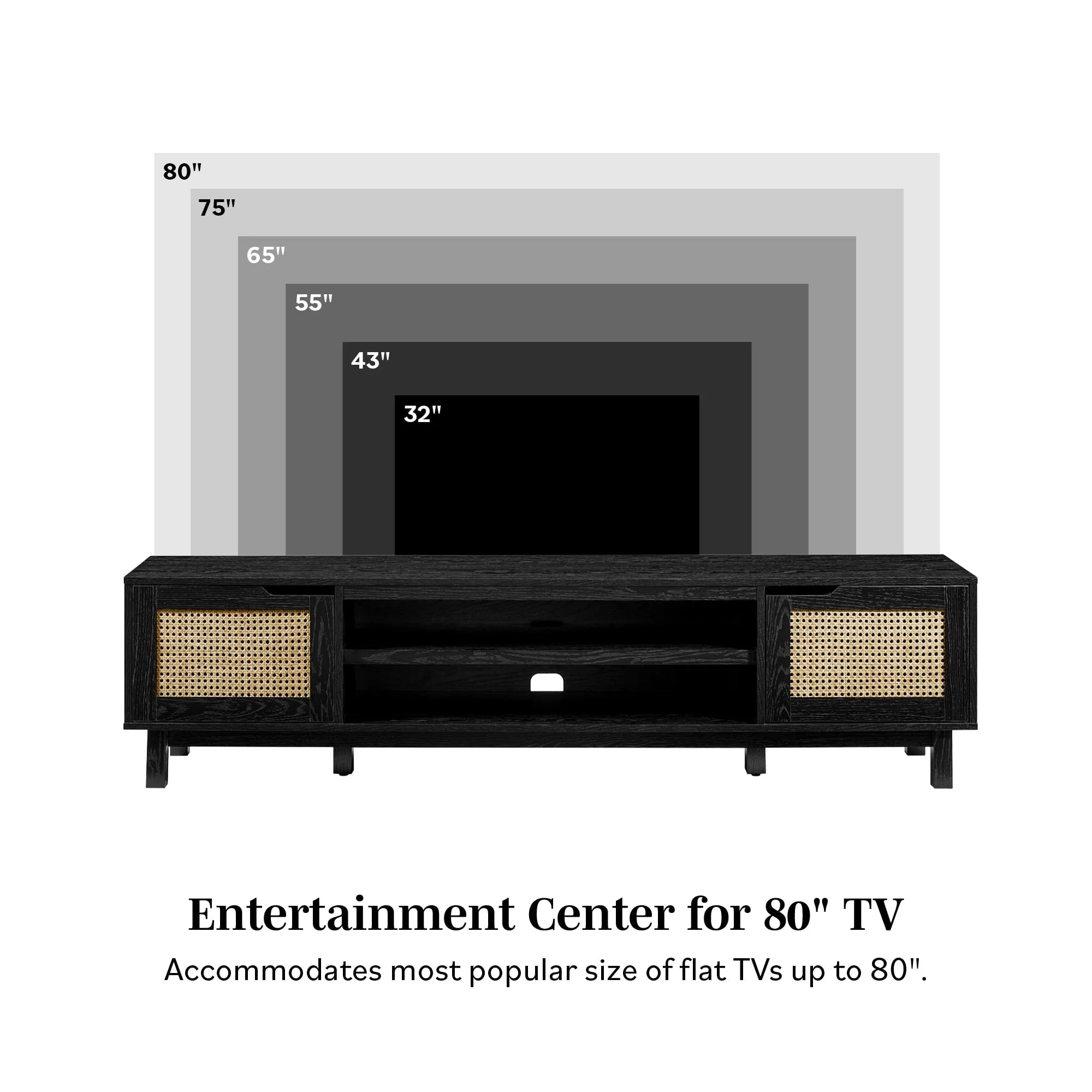 Hamkke Boho 2-Door Faux Rattan TV Stand - Image 11