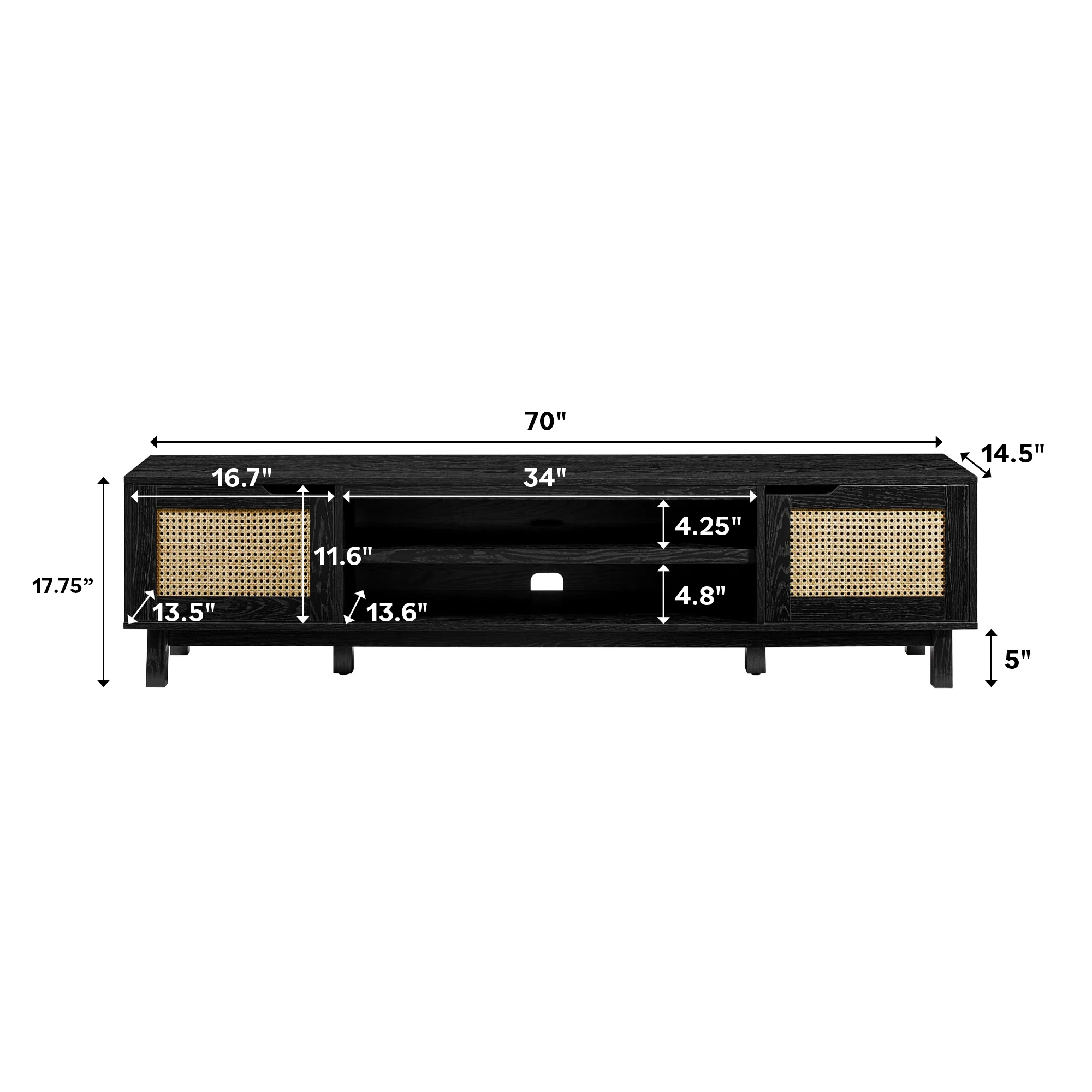 Hamkke Boho 2-Door Faux Rattan TV Stand - Image 13